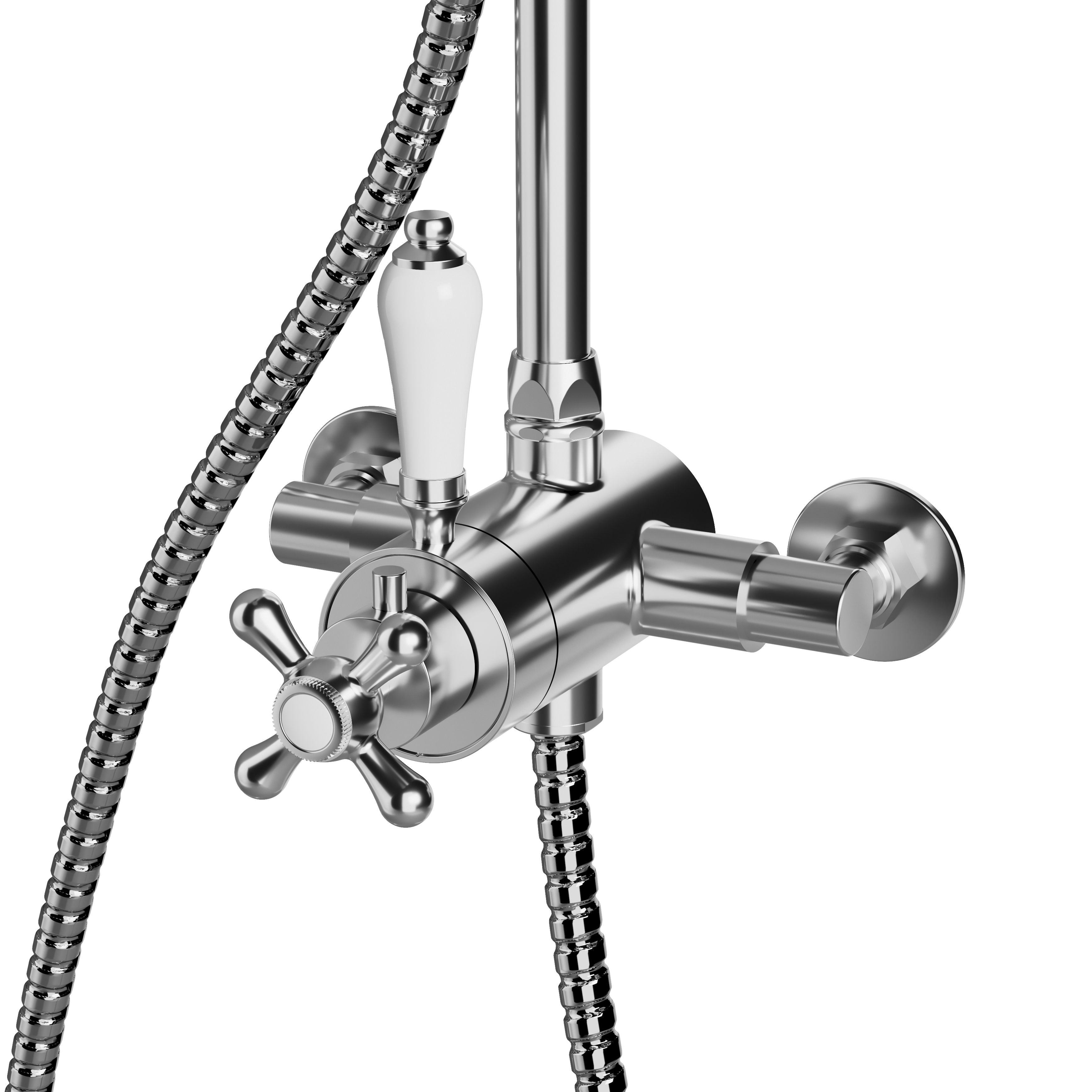 GoodHome Etel Chrome effect Wall-mounted Thermostatic Multi head shower