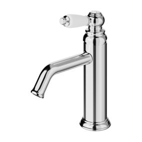 GoodHome Etel Medium Chrome effect Round Manual Basin Mono mixer Tap