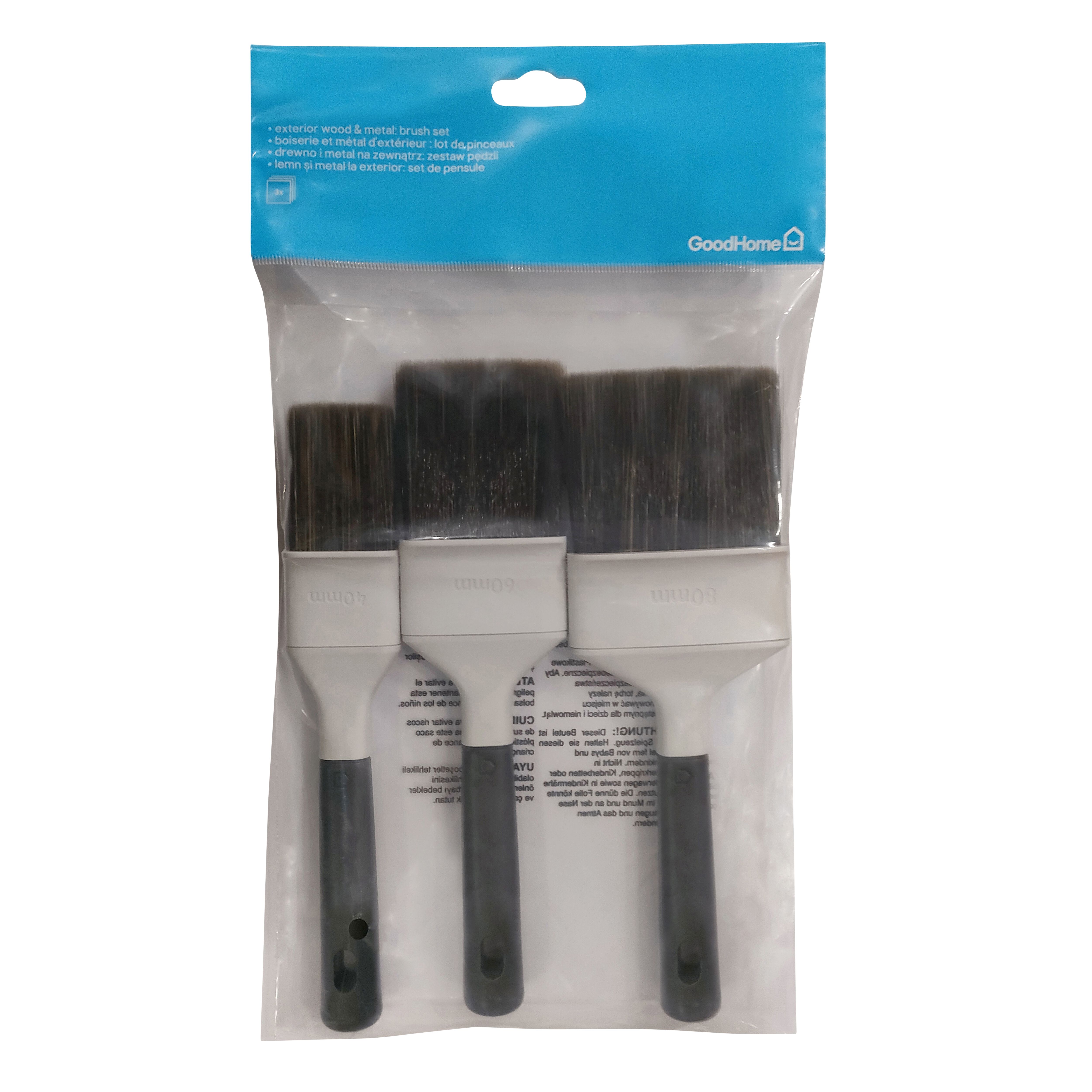 GoodHome Exterior Woodwork Paint brush, Set of 3