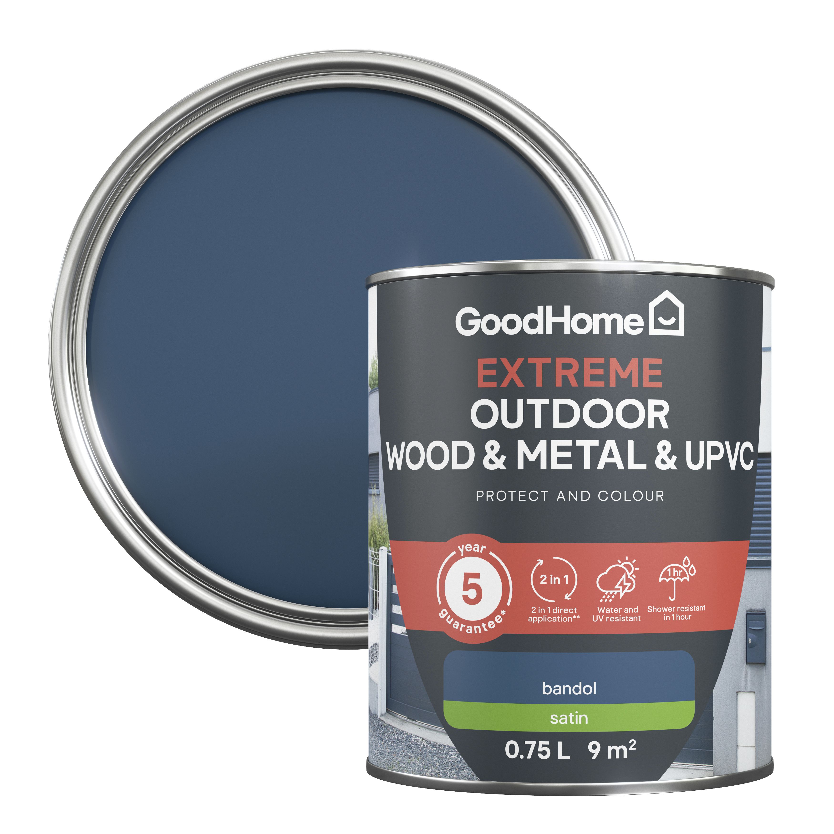 GoodHome Extreme Outdoor Bandol Satinwood Multisurface paint, 750ml