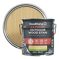 GoodHome Extreme Outdoor Light Oak Satin Quick dry Wood stain, 2.5L