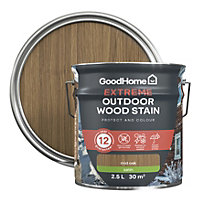 GoodHome Extreme Outdoor Mid Oak Satin Quick dry Wood stain, 2.5L