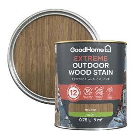 GoodHome Extreme Outdoor Mid Oak Satin Quick dry Wood stain, 750ml