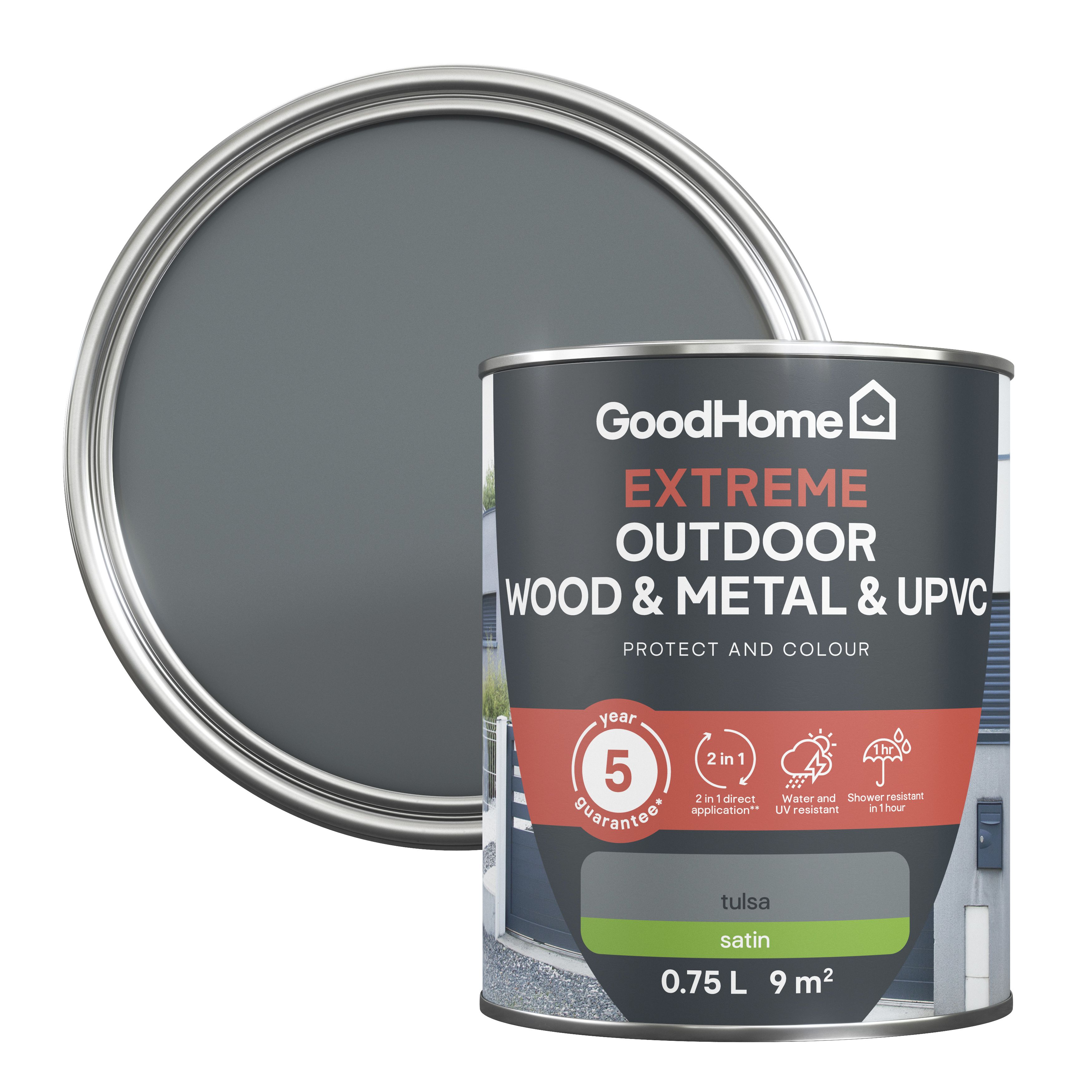 GoodHome Extreme Outdoor Tulsa Satinwood Multisurface paint, 750ml