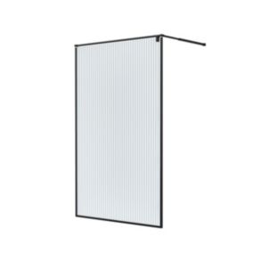 GoodHome Ezili Black Textured glass Fixed Walk-in Front Shower panel (H)195cm (W)119cm