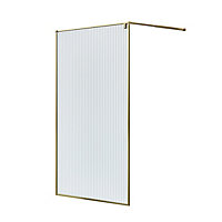 GoodHome Ezili Brass effect Textured glass Fixed Walk-in Front Shower panel (H)195cm (W)119cm