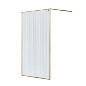 GoodHome Ezili Brass effect Textured glass Fixed Walk-in Front Shower panel (H)195cm (W)119cm