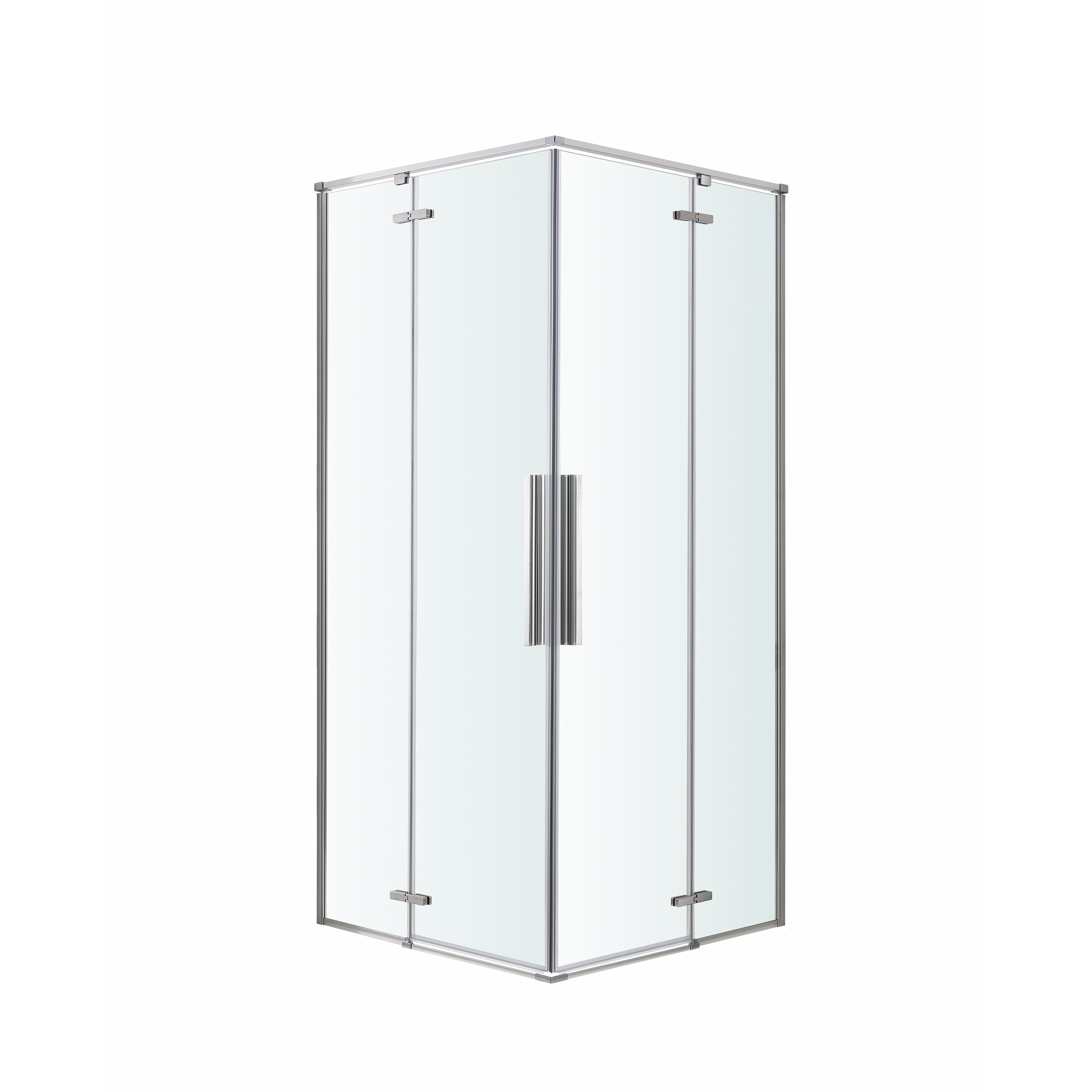 GoodHome Ezili Clear Silver effect Corner Shower enclosure - Hinged door (W)79cm (D)79cm