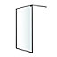 GoodHome Ezili Matt Black Clear Minimal frame Walk-in Wet room glass screen (H)195cm (W)119cm