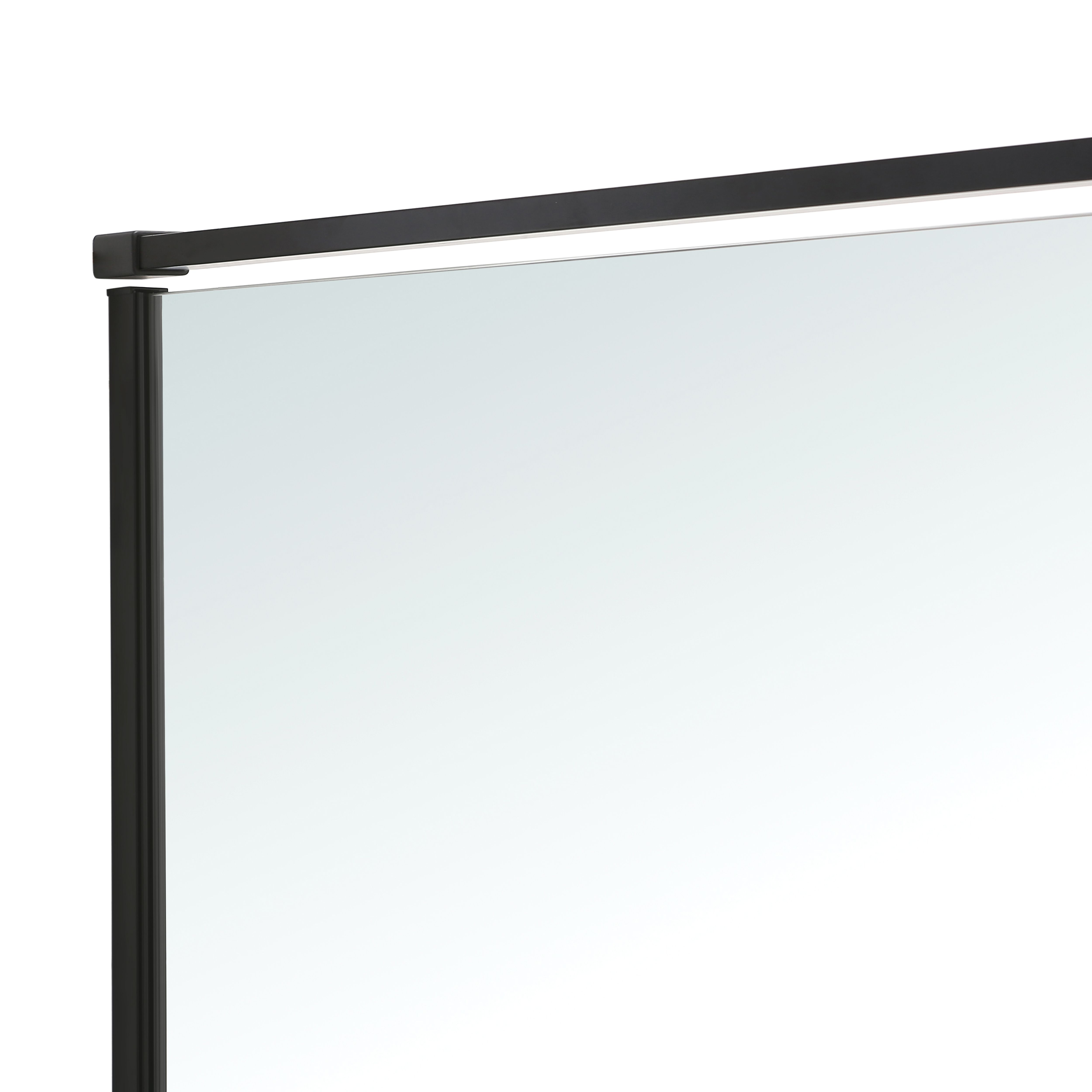 GoodHome Ezili Matt Black Clear Minimal frame Walk-in Wet room glass screen (H)195cm (W)119cm