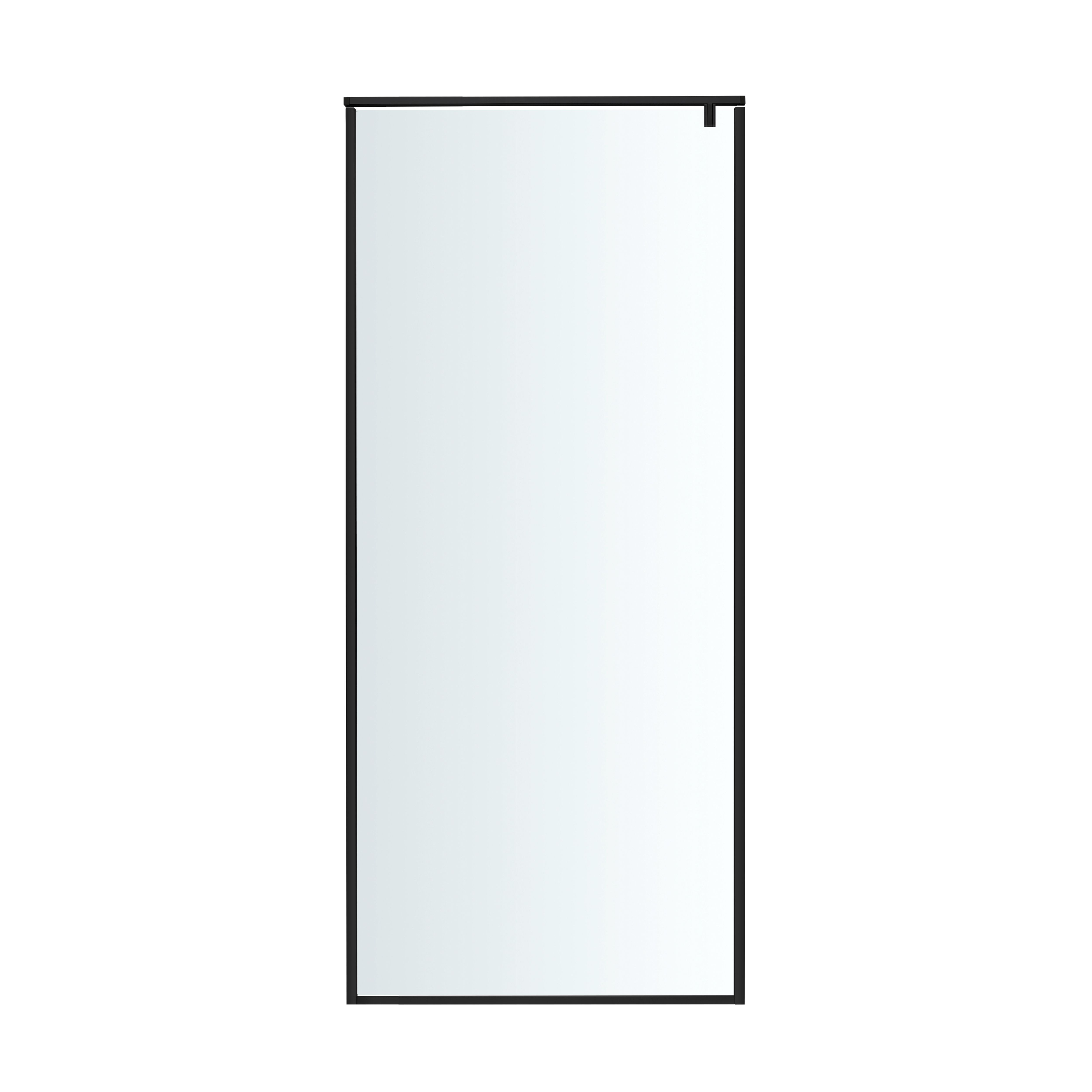 GoodHome Ezili Matt Black Clear Toughened safety glass Minimal frame Walk-in Wet room glass screen (H)195cm (W)89cm