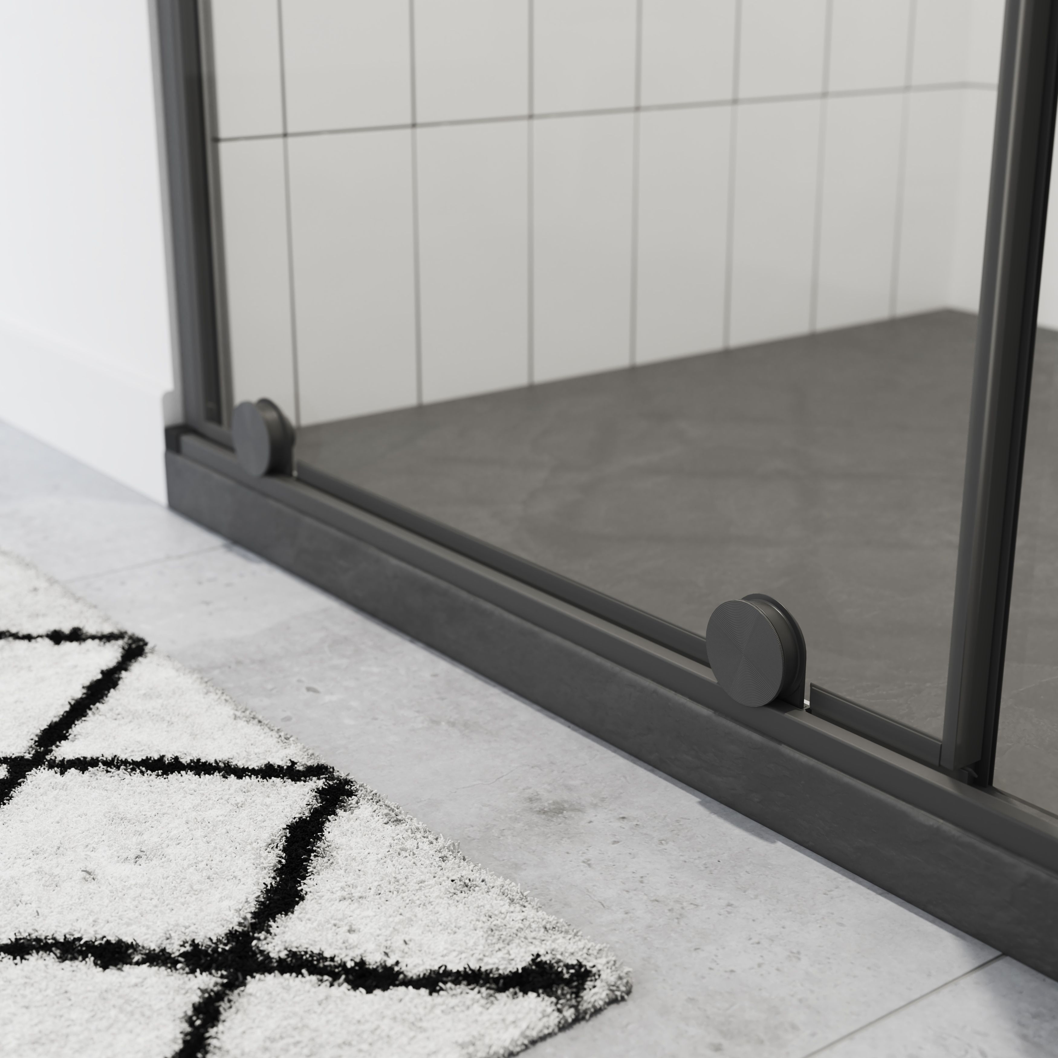 GoodHome Ezili Minimal frame Black Clear Sliding Shower door (H)195cm (W)98cm