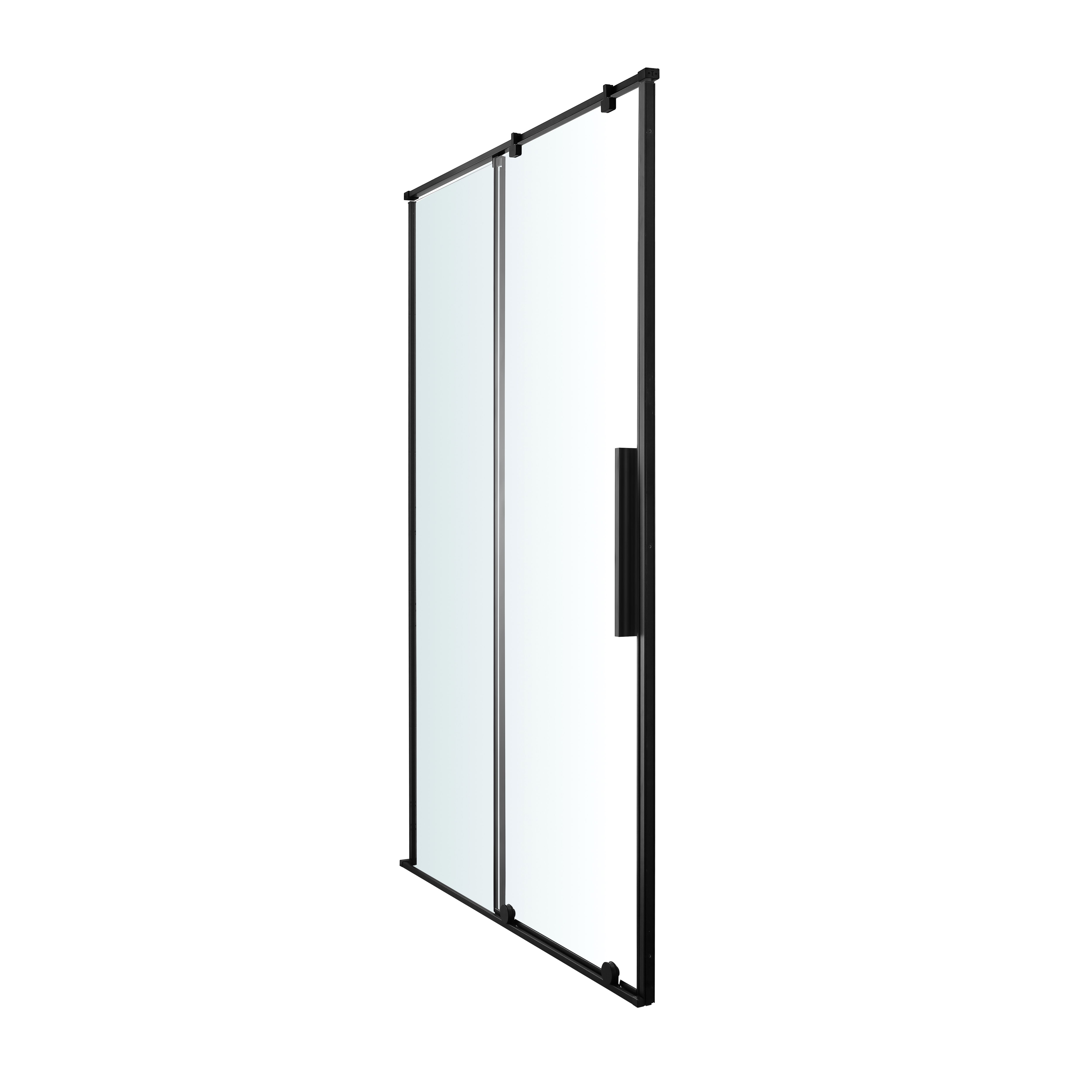 GoodHome Ezili Minimal frame Black Clear Sliding Shower door (H)195cm (W)98cm