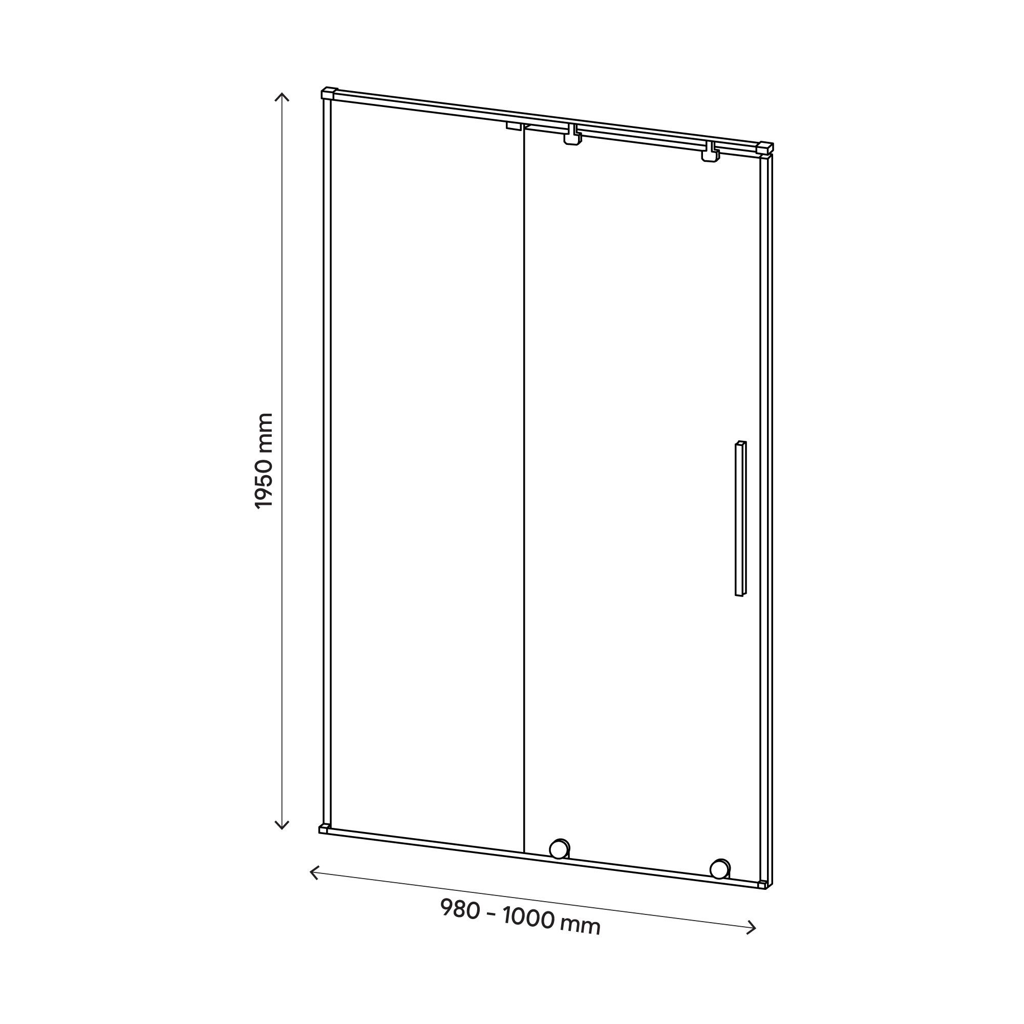 GoodHome Ezili Minimal frame Black Clear Sliding Shower door (H)195cm (W)98cm
