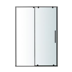 GoodHome Ezili Minimal frame Black Clear Sliding Shower Door (H)195cm (W)98cm