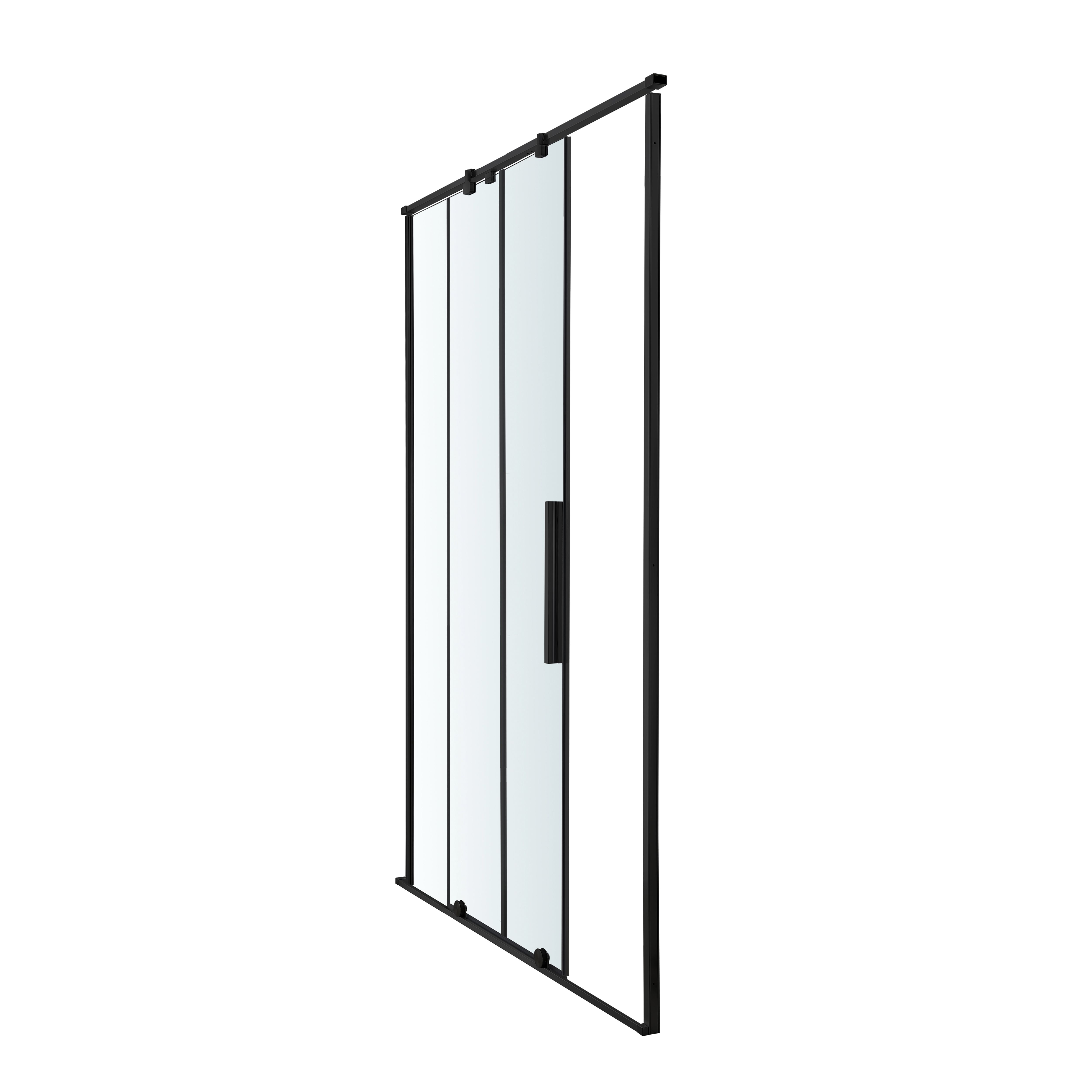 GoodHome Ezili Minimal frame Black Clear Sliding Shower door (H)195cm (W)98cm