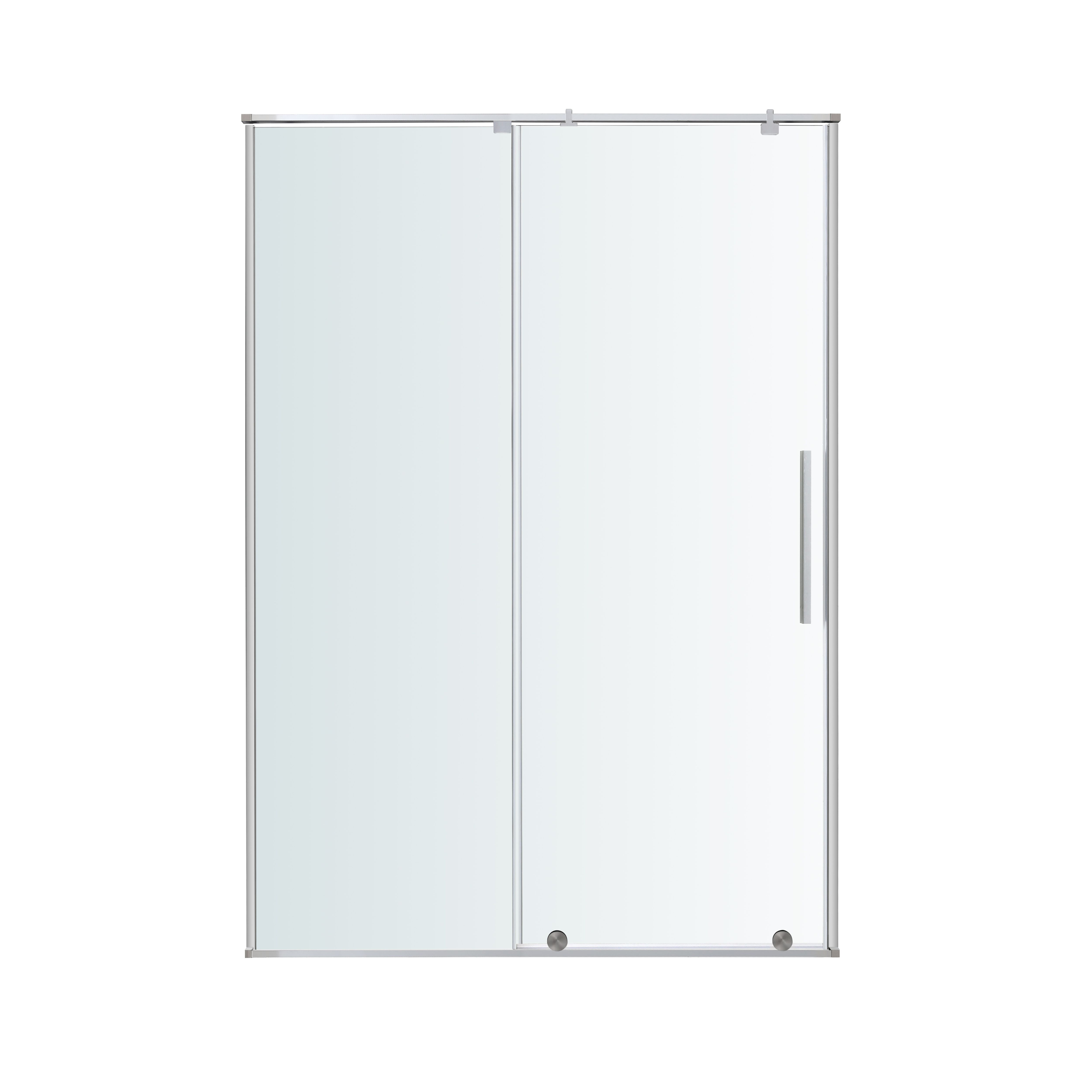 GoodHome Ezili Minimal frame Silver effect Clear Sliding Shower Door (H)195cm (W)118cm