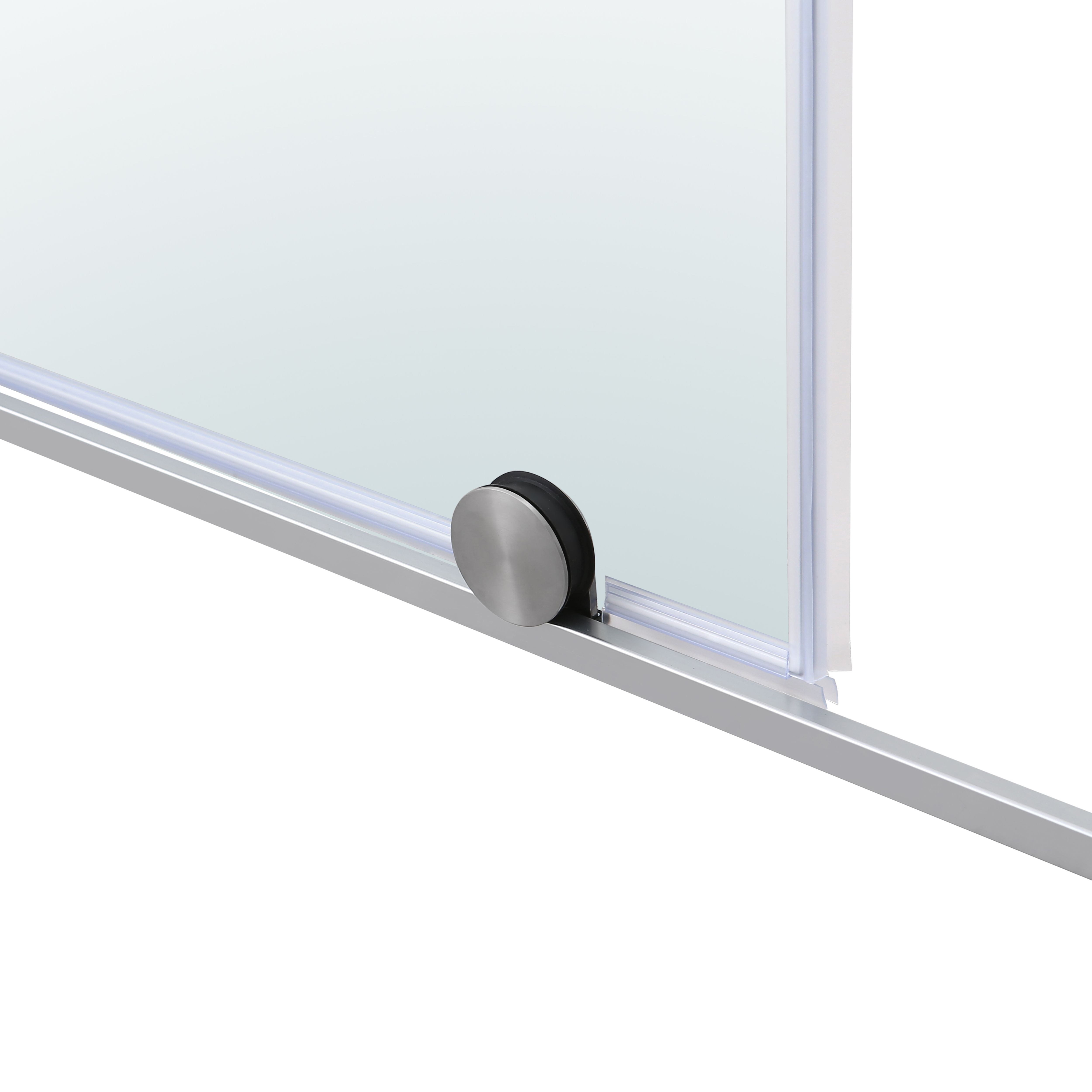 GoodHome Ezili Minimal frame Silver effect Clear Sliding Shower door (H)195cm (W)118cm