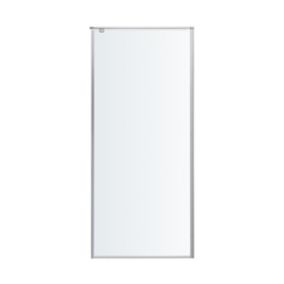 GoodHome Ezili Silver effect Clear glass Fixed Side Shower panel (H)195cm (W)90cm