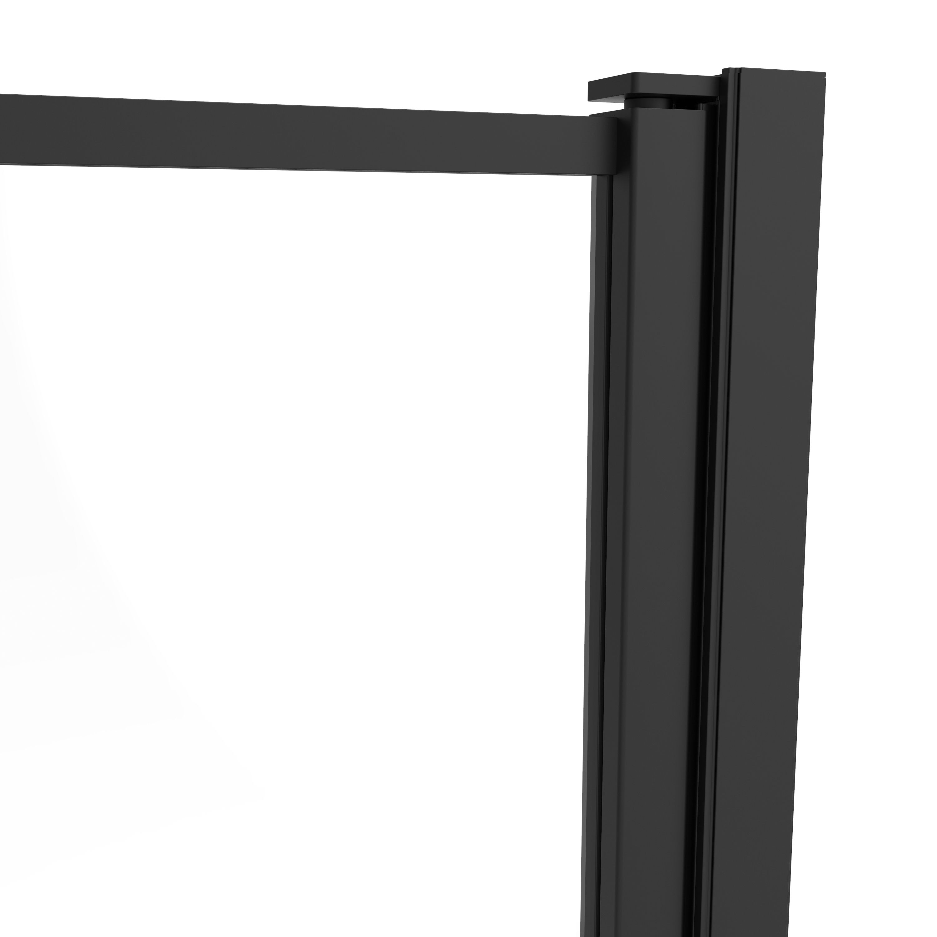 GoodHome Ezili Straight 1 Panel Black frame Bath screen, (W)850mm