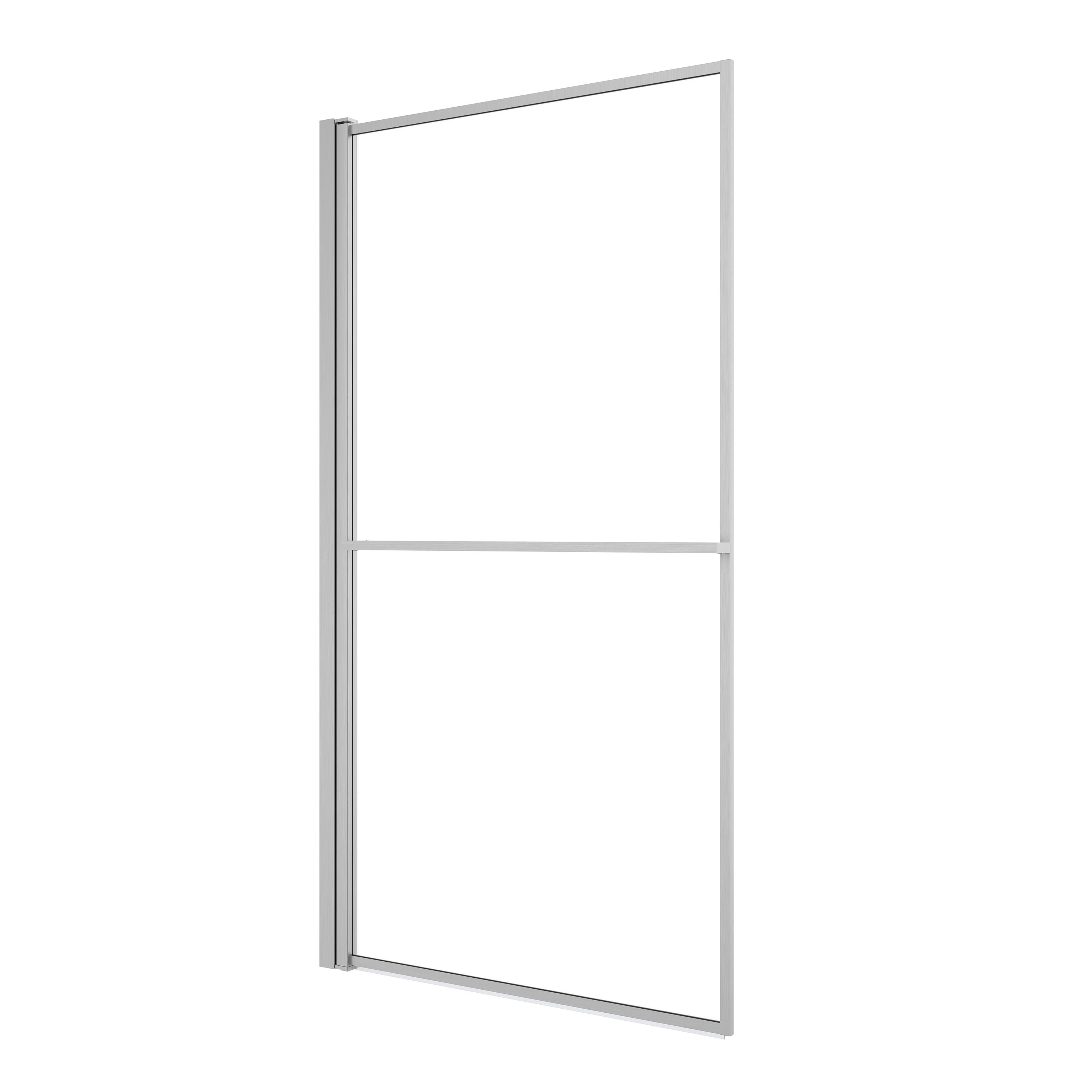 GoodHome Ezili Straight 1 panel Clear Chrome effect frame Bath screen, (W) 850mm (H) 1400mm