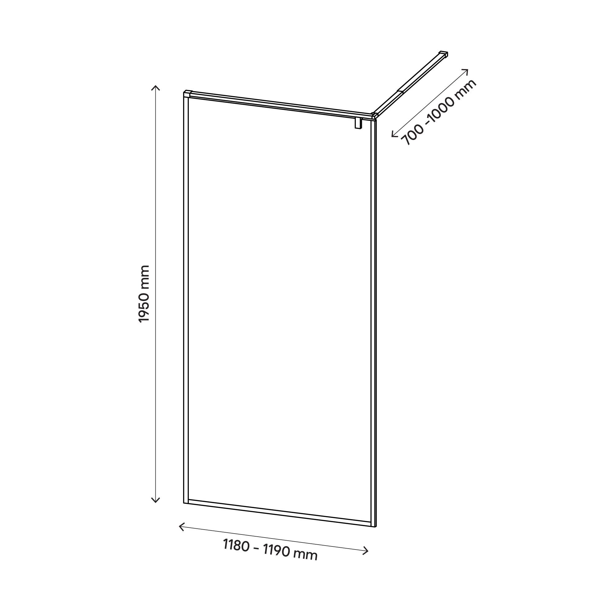 GoodHome Ezili Textured Minimal frame Walk-in Wet room glass screen (H)195cm (W)120cm