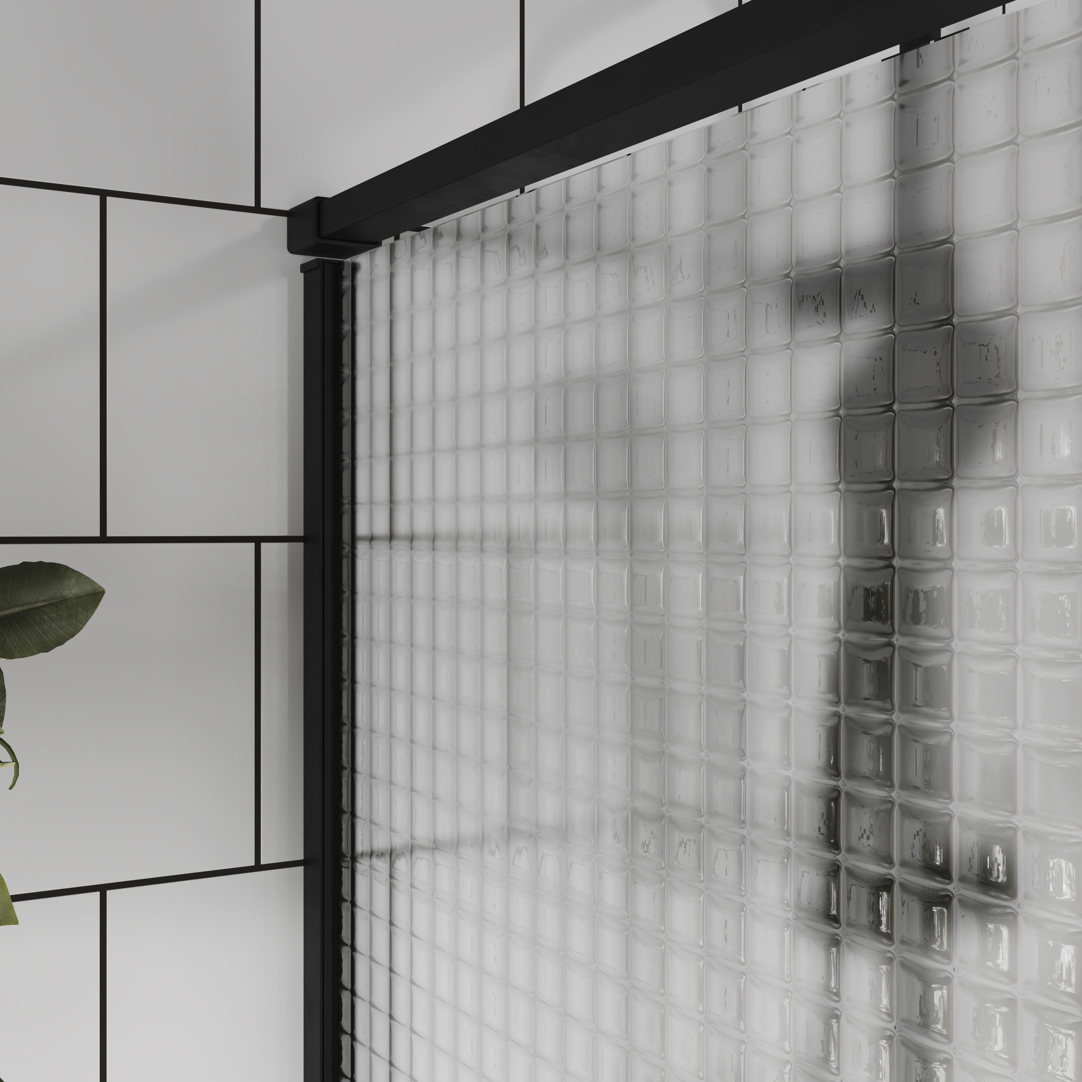 GoodHome Ezili Textured Minimal frame Walk-in Wet room glass screen (H)195cm (W)120cm
