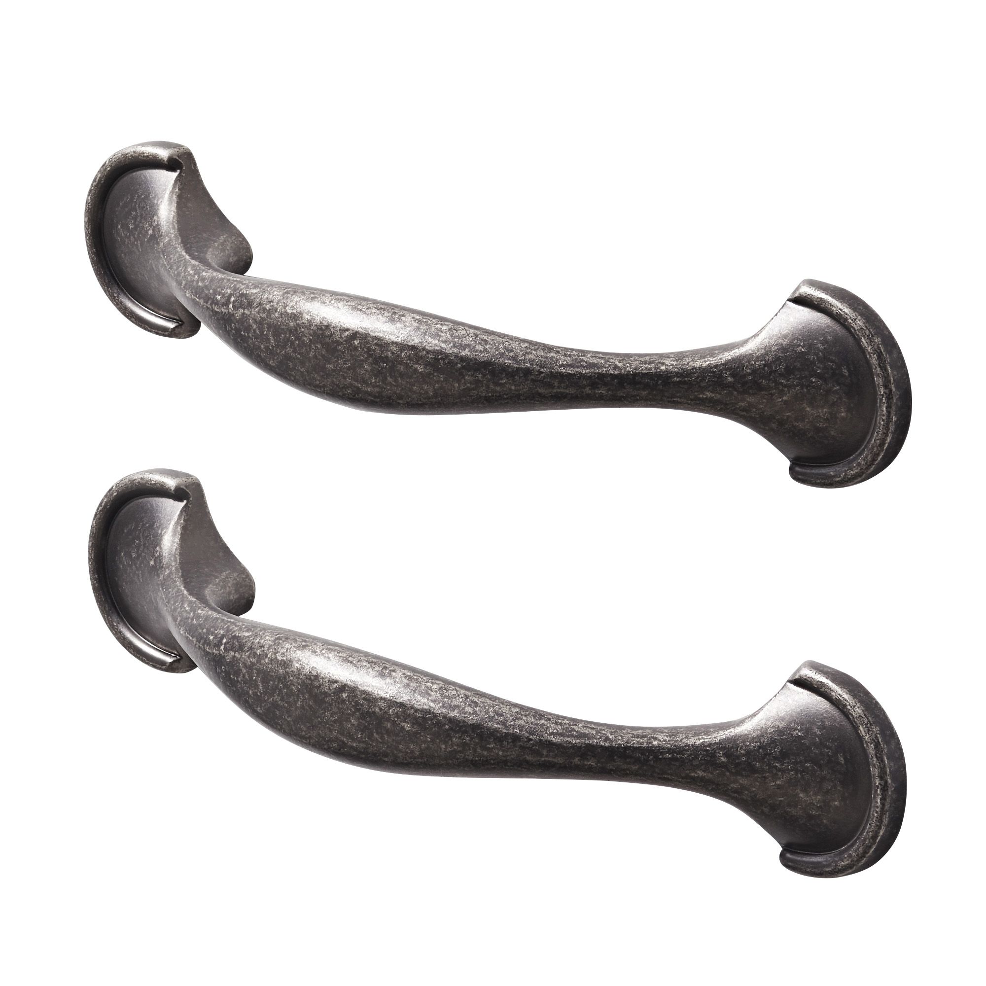 GoodHome Ezov Pewter effect Silver Kitchen Cabinet Bow Handle (L)11.9cm (D)26mm, Pack of 2