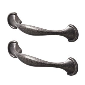 GoodHome Ezov Pewter effect Silver Kitchen Cabinet Handle (L)11.9cm, Pack of 2