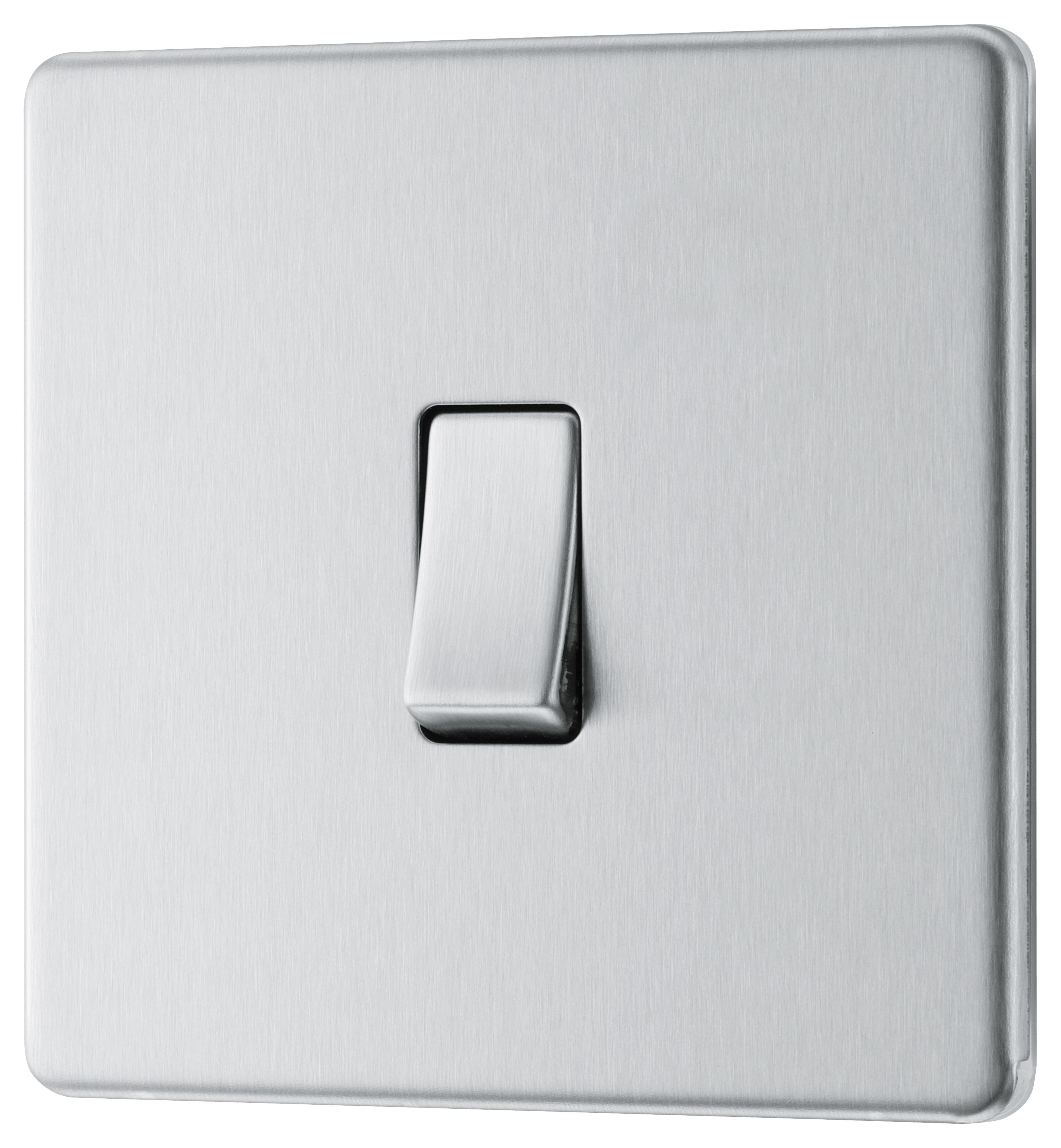GoodHome FBS12 20A 2 way 1 gang Light switch Screwless Satin Steel effect