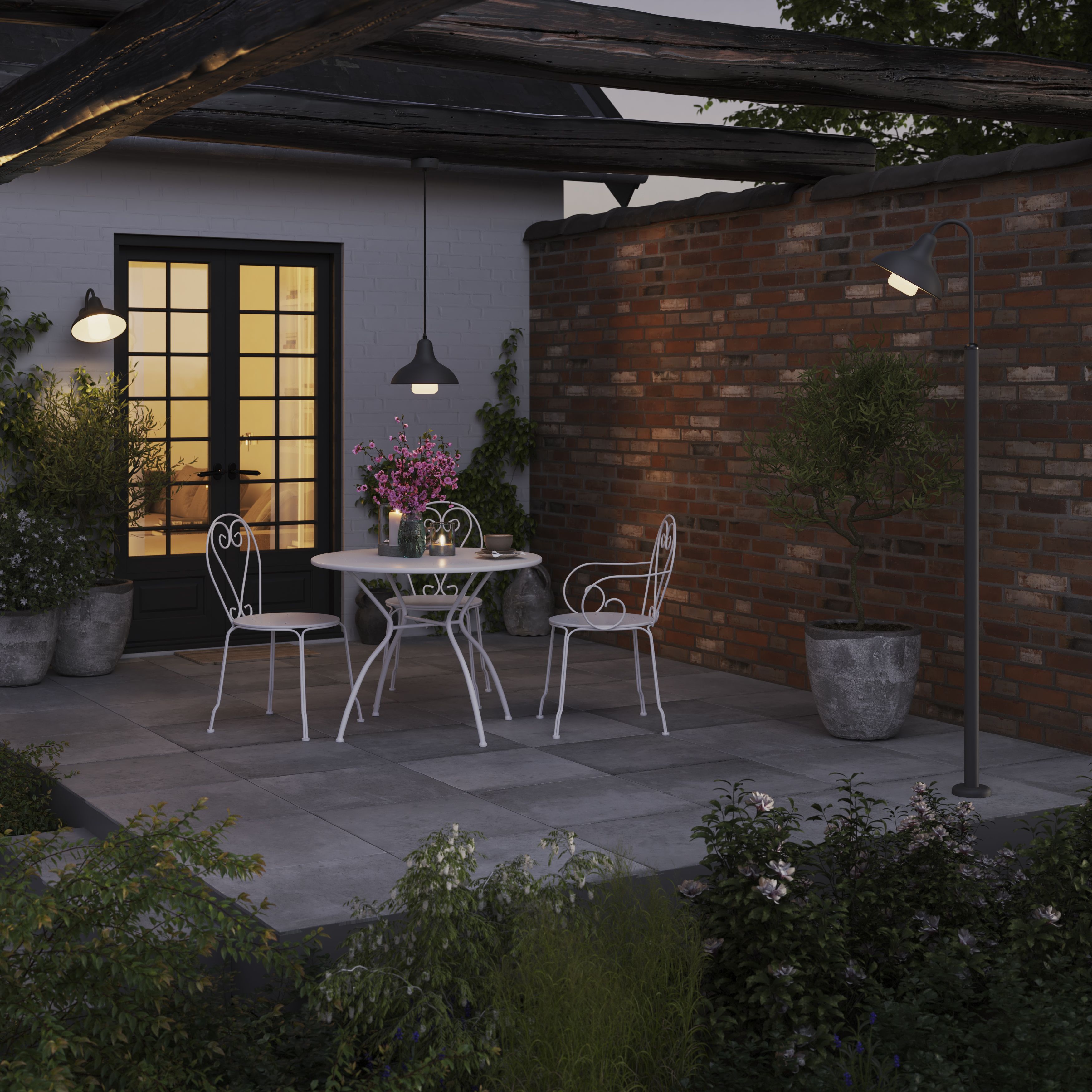 GoodHome Ferdie Fixed Dark grey Mains-powered Outdoor Wall light (Dia)28cm