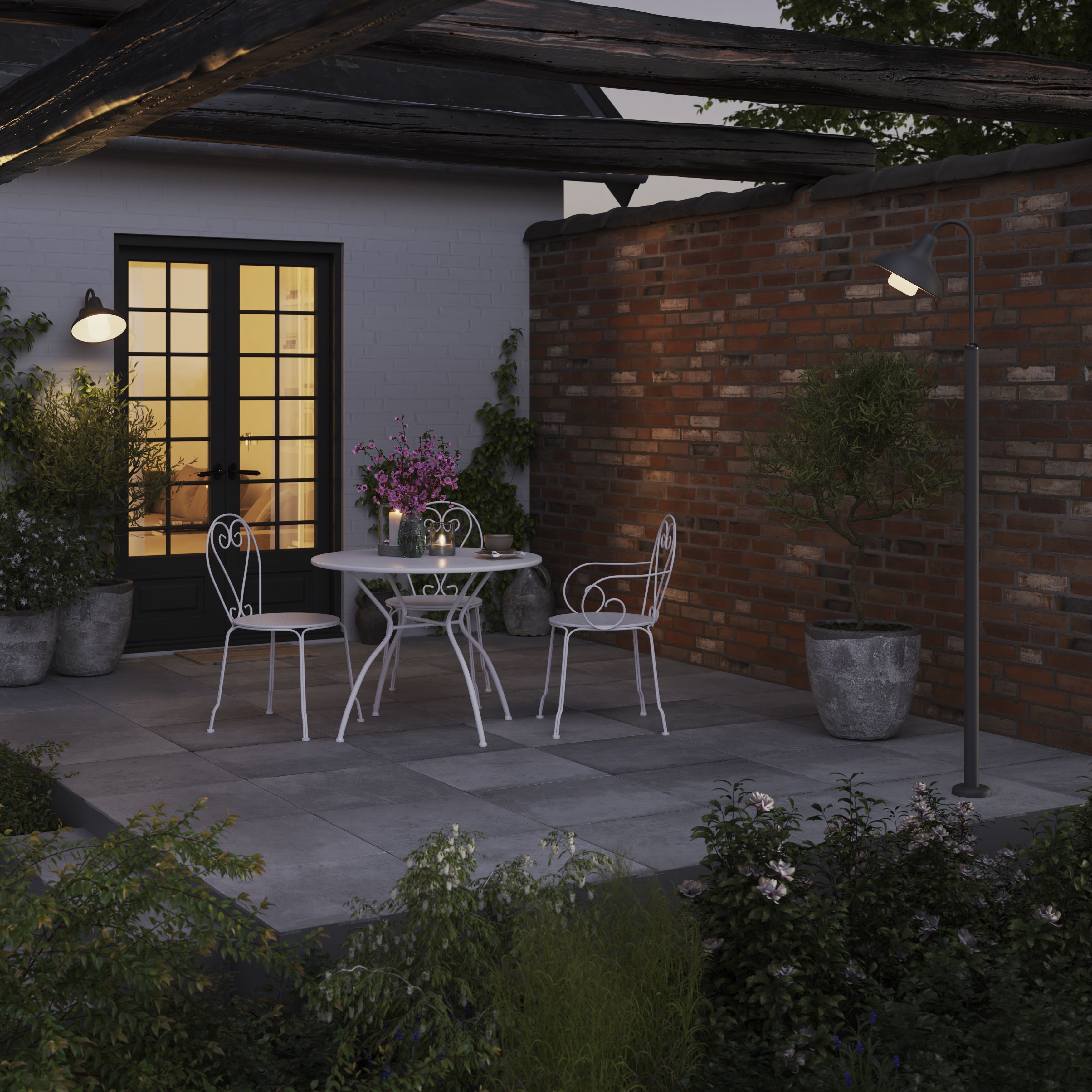 GoodHome Ferdie Fixed Dark grey Mains-powered Outdoor Wall light (Dia)28cm