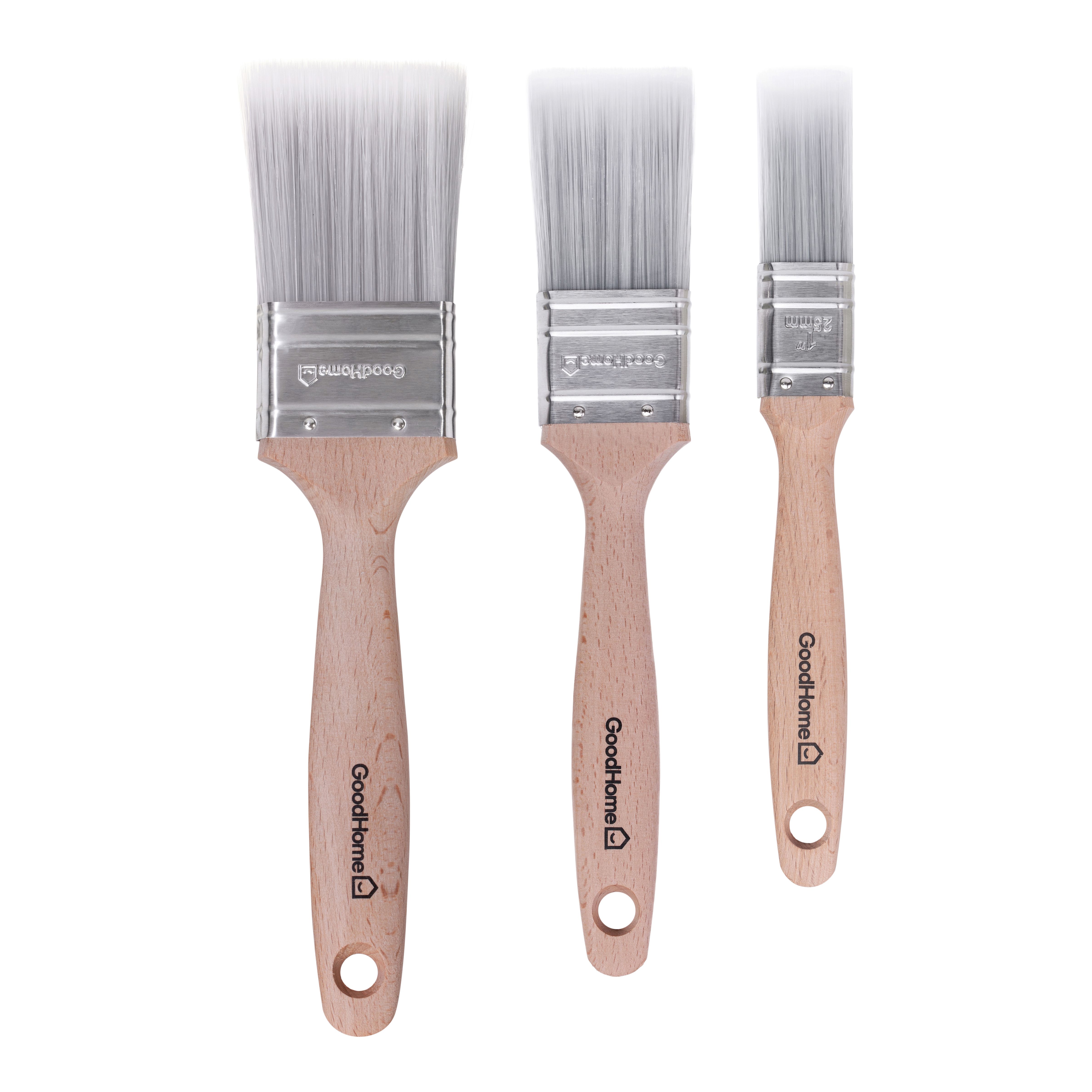 GoodHome Fine filament tip Paint brush, Set of 3 - 1" 1½" & 2"