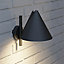 GoodHome Fixed Matt Black Mains-powered Integrated LED Outdoor Wall light 600lm (Dia)18cm