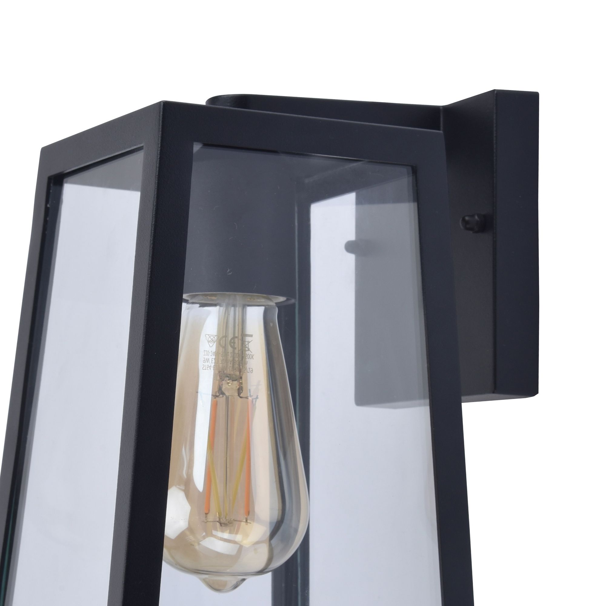 GoodHome Fixed Matt Black Mains powered Outdoor Wall light
