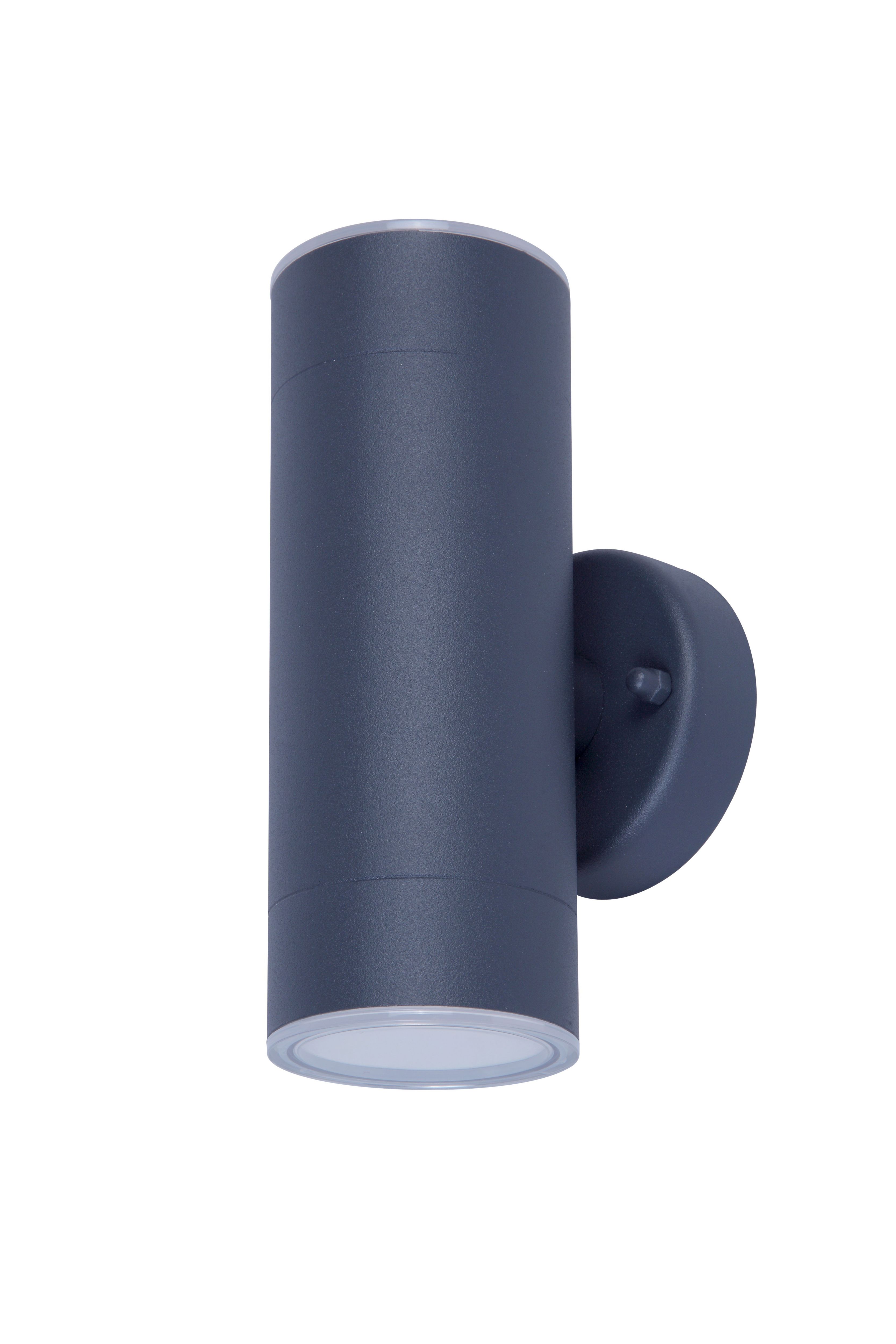 GoodHome Fixed Matt Dark grey Mains-powered Integrated LED Outdoor Double Wall light 760lm (Dia)6cm