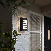 GoodHome Fixed Matt Dark Grey Mains-powered Outdoor Wall light