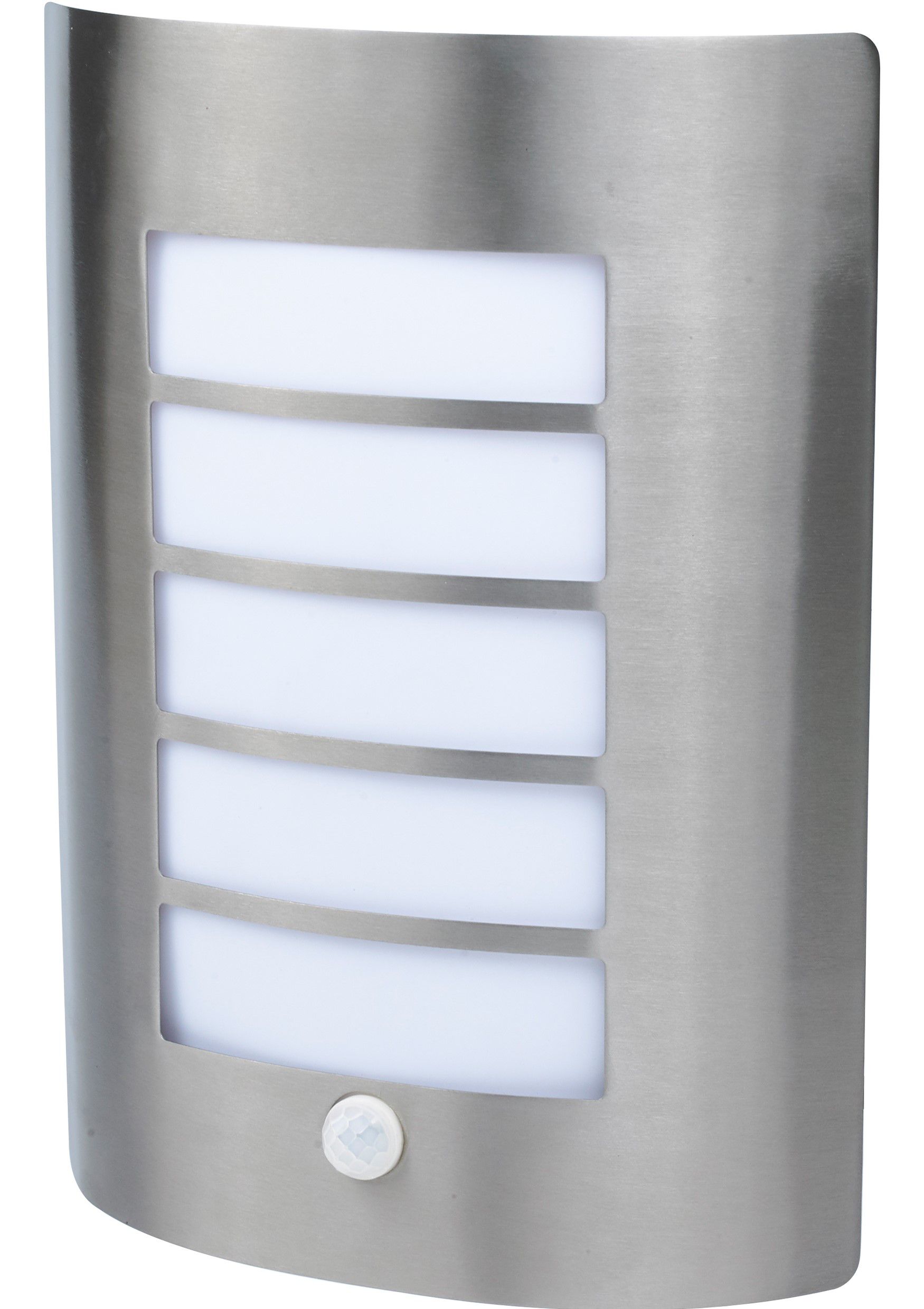 GoodHome Fixed Matt Silver PIR Motion sensor Outdoor Wall light 40W