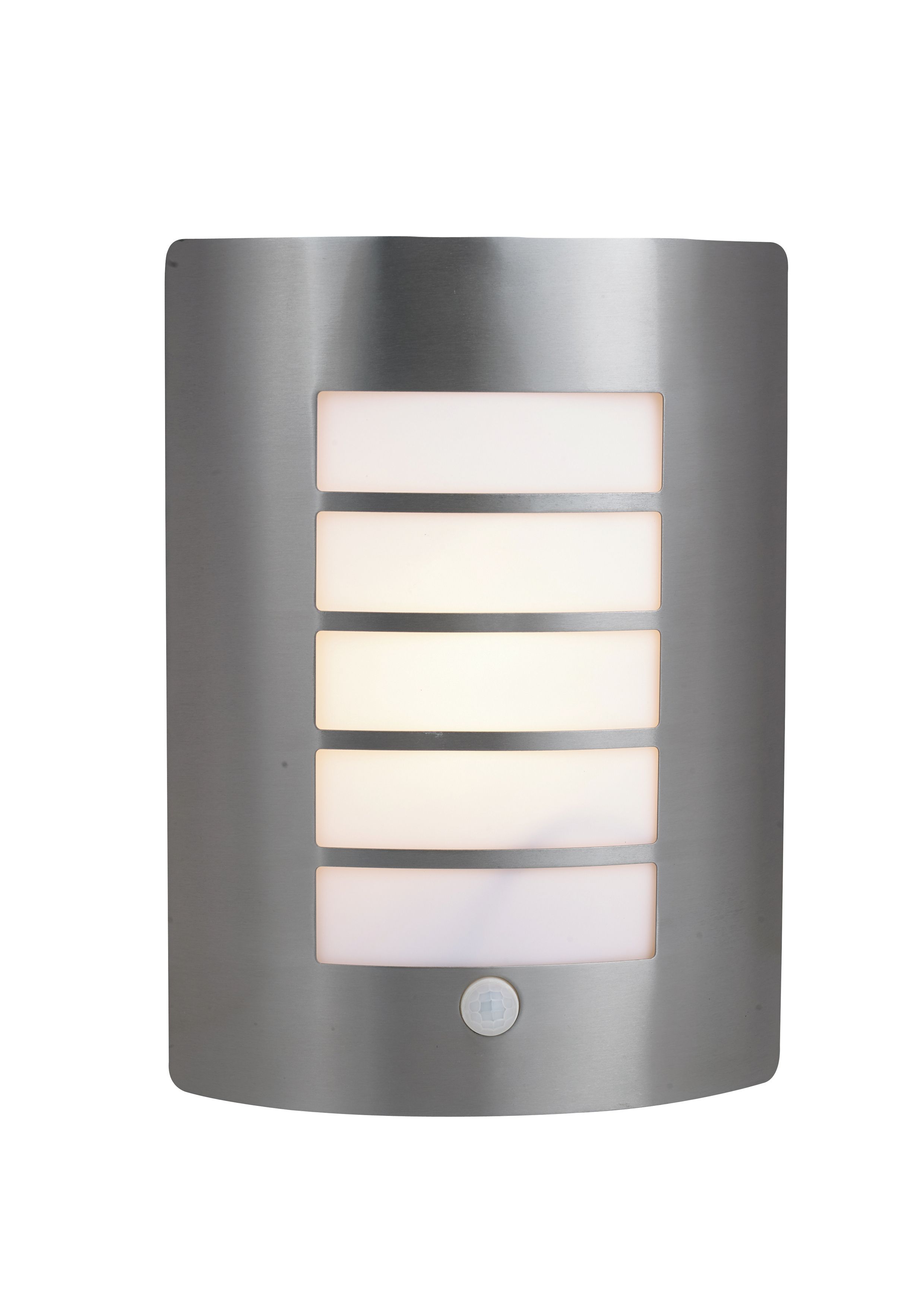 GoodHome Fixed Matt Silver PIR Motion sensor Outdoor Wall light 40W