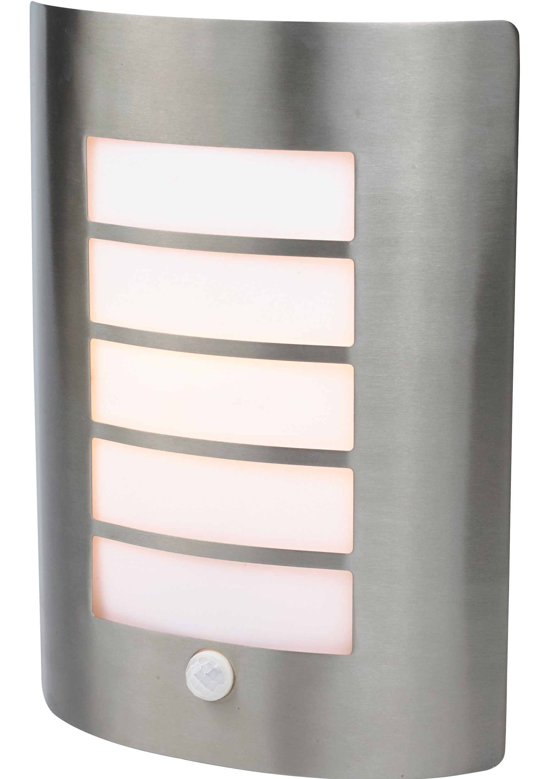 GoodHome Fixed Matt Silver PIR Motion sensor Outdoor Wall light 40W