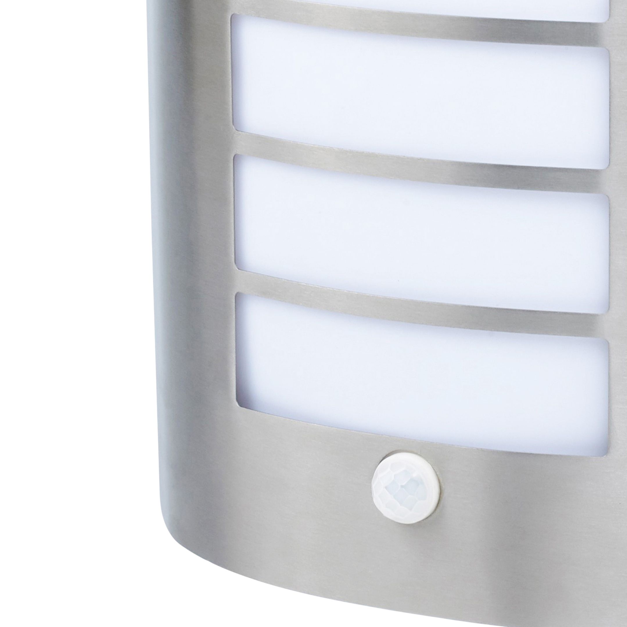 GoodHome Fixed Matt Silver PIR Motion sensor Outdoor Wall light 40W