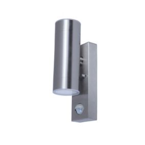 GoodHome Fixed Matt Stainless steel Integrated LED PIR Motion sensor Outdoor Wall light 9W