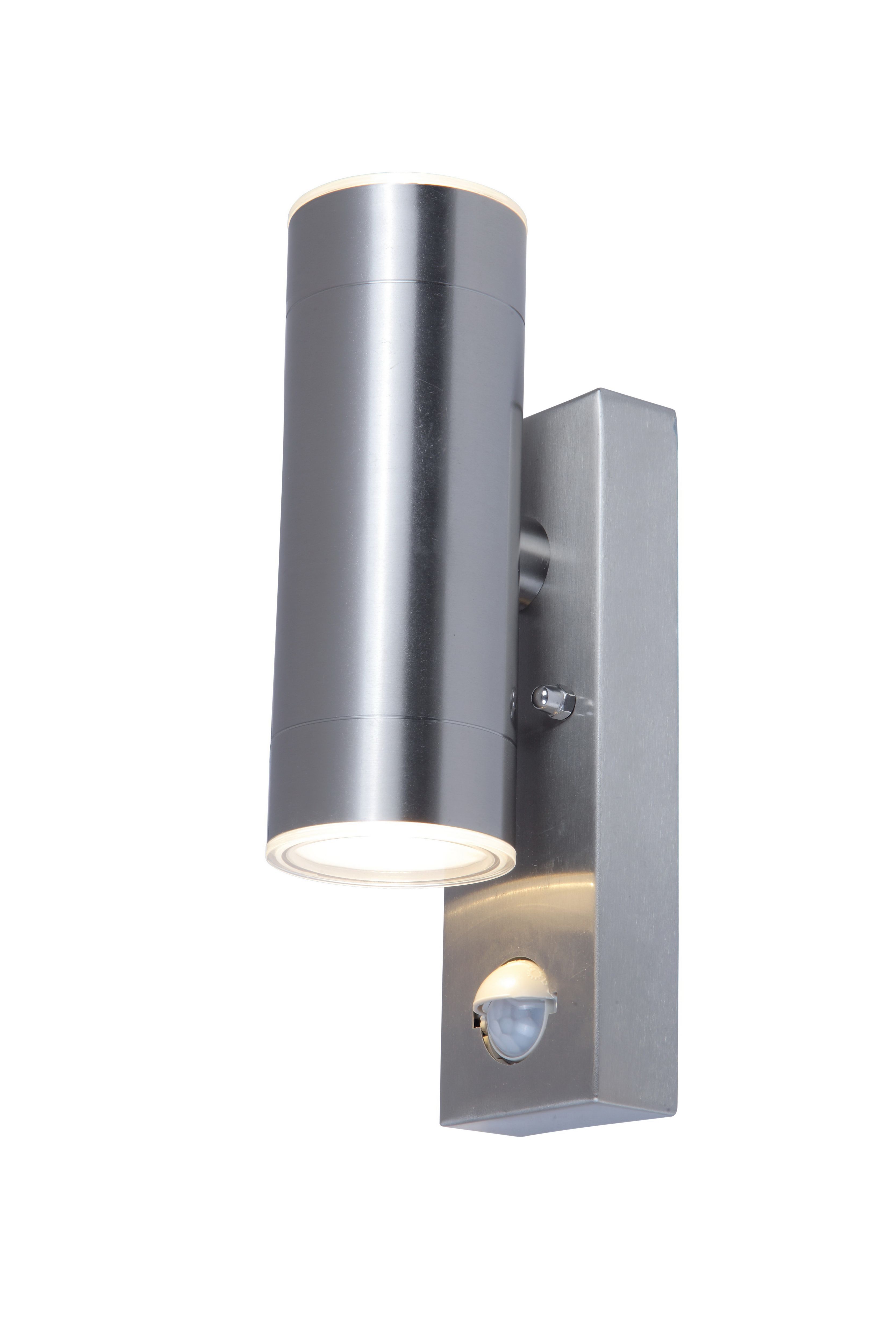 GoodHome Fixed Matt Stainless steel Integrated LED PIR Motion sensor Outdoor Wall light 9W
