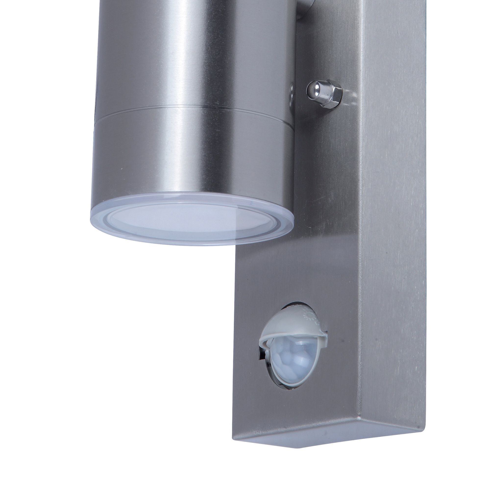 GoodHome Fixed Matt Stainless steel Integrated LED PIR Motion sensor Outdoor Wall light 9W