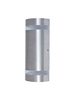 GoodHome Fixed Stainless steel Mains-powered Integrated LED Outdoor Double Half wall light 950lm