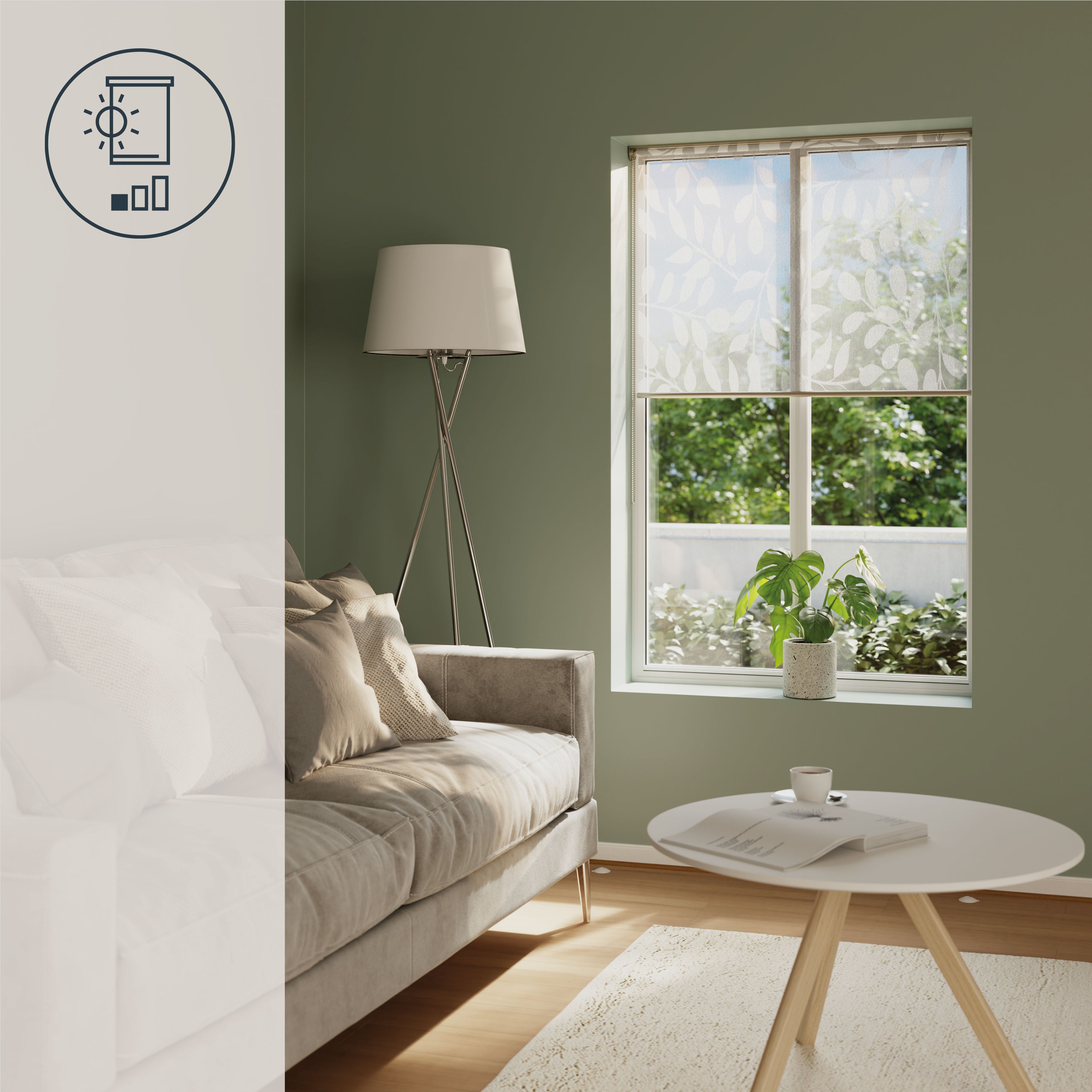 GoodHome Flasor Corded Off white Sheer Roller Blind (W)180cm (L)180cm