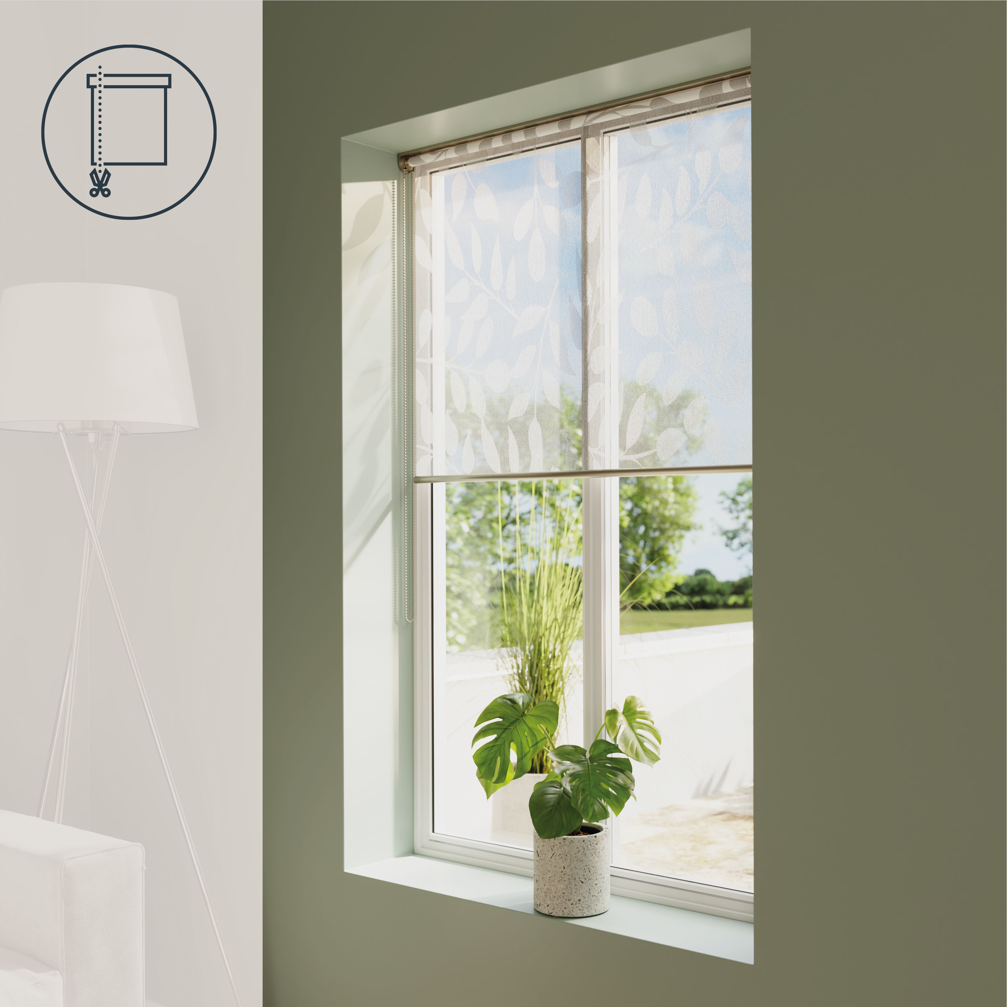 GoodHome Flasor Corded Off white Sheer Roller Blind (W)180cm (L)180cm
