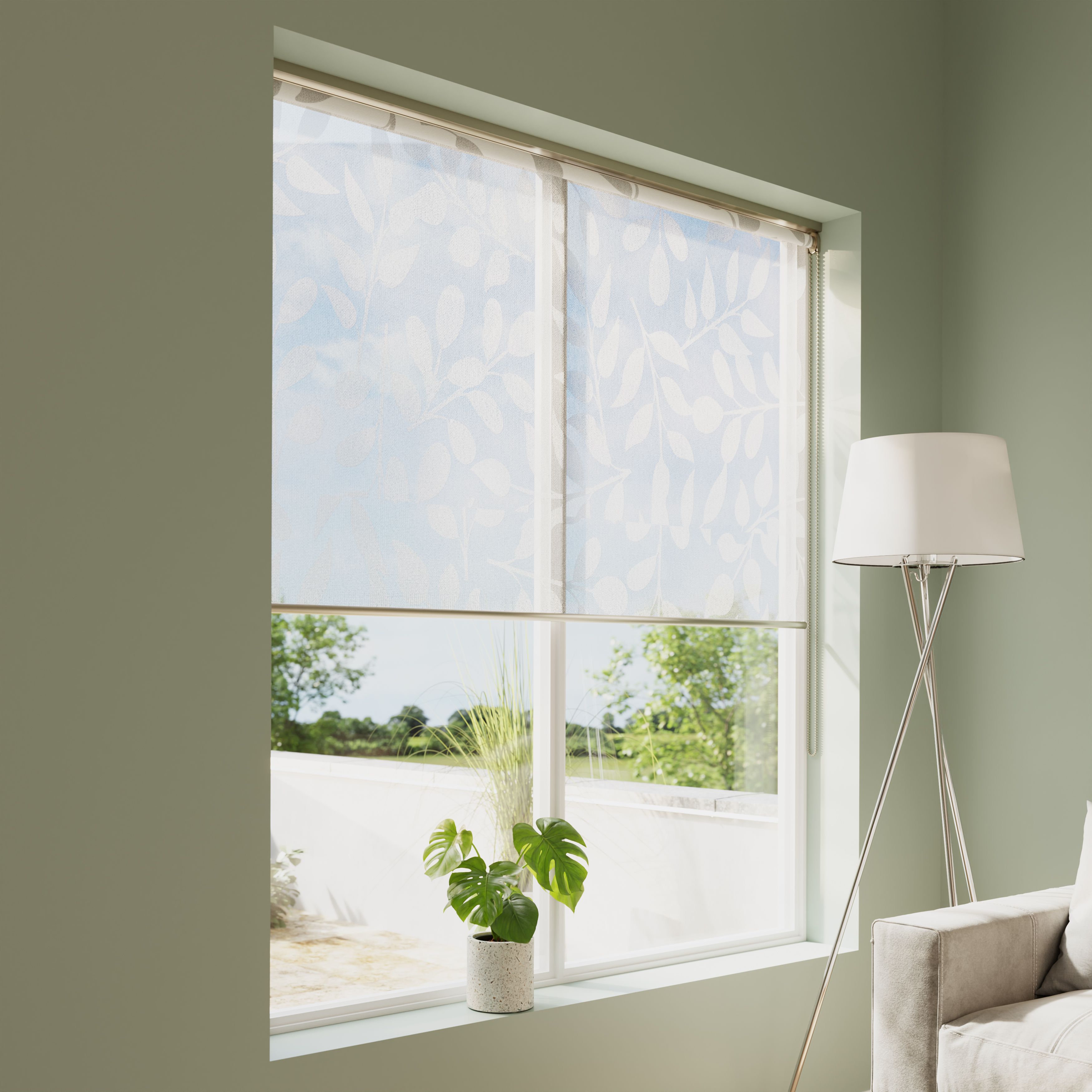 GoodHome Flasor Corded Off white Sheer Roller Blind (W)180cm (L)180cm