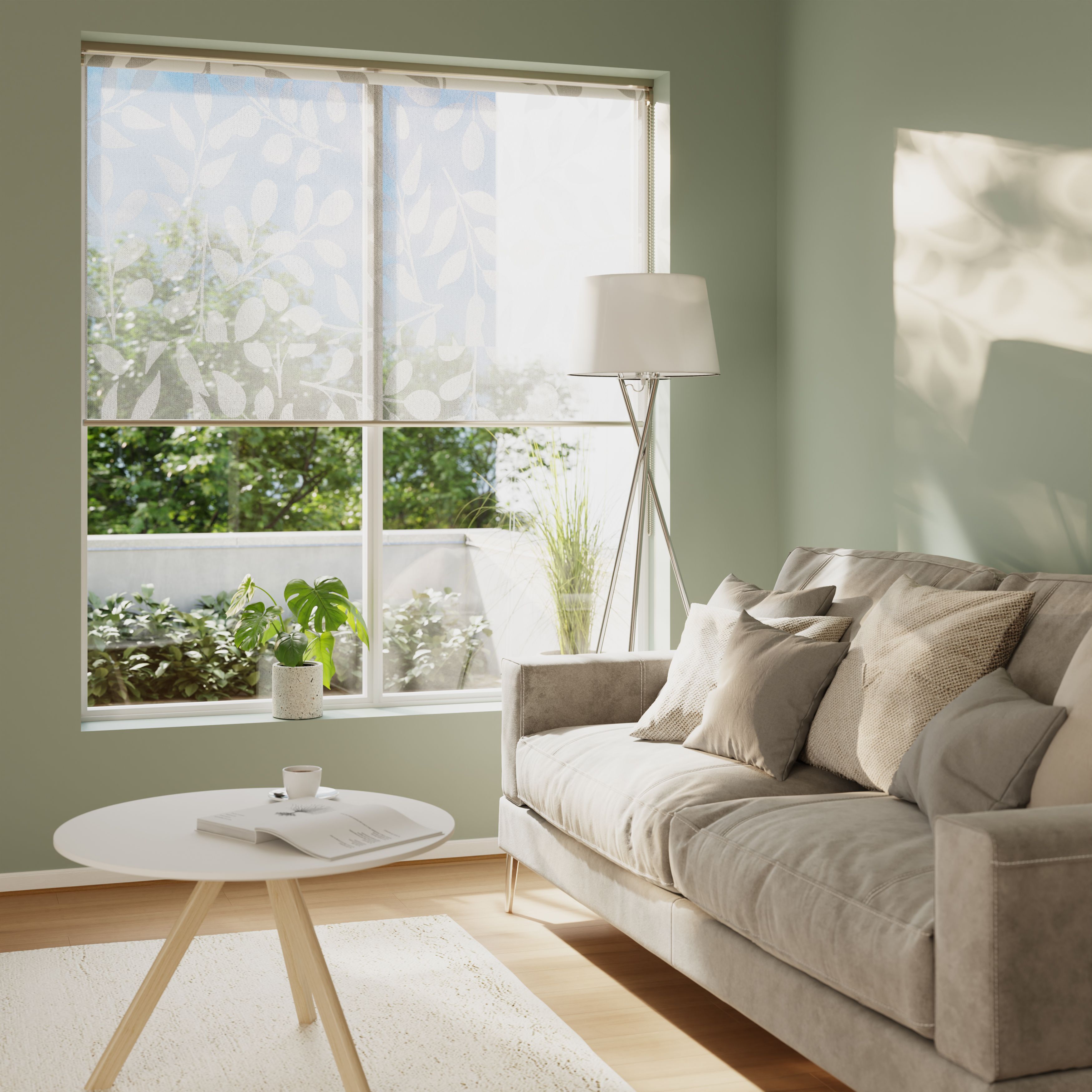 GoodHome Flasor Corded Off white Sheer Roller Blind (W)180cm (L)180cm