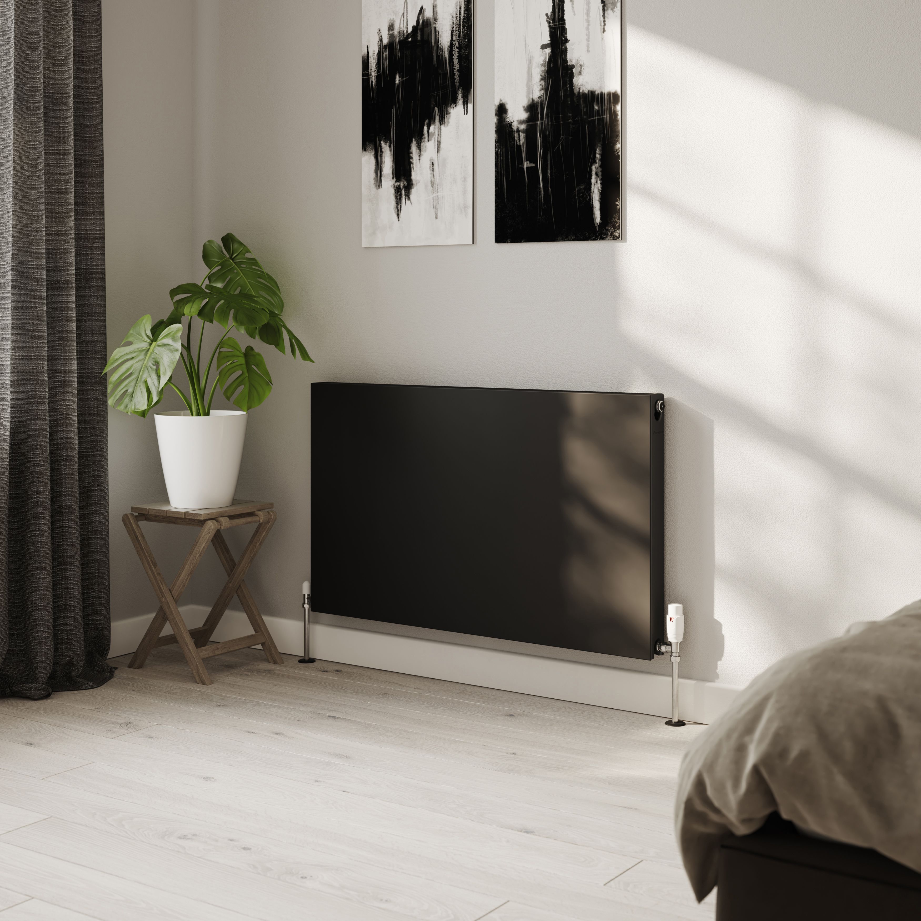 GoodHome Flat Black Type 21 Double Panel Radiator, (W)1000mm x (H)600mm